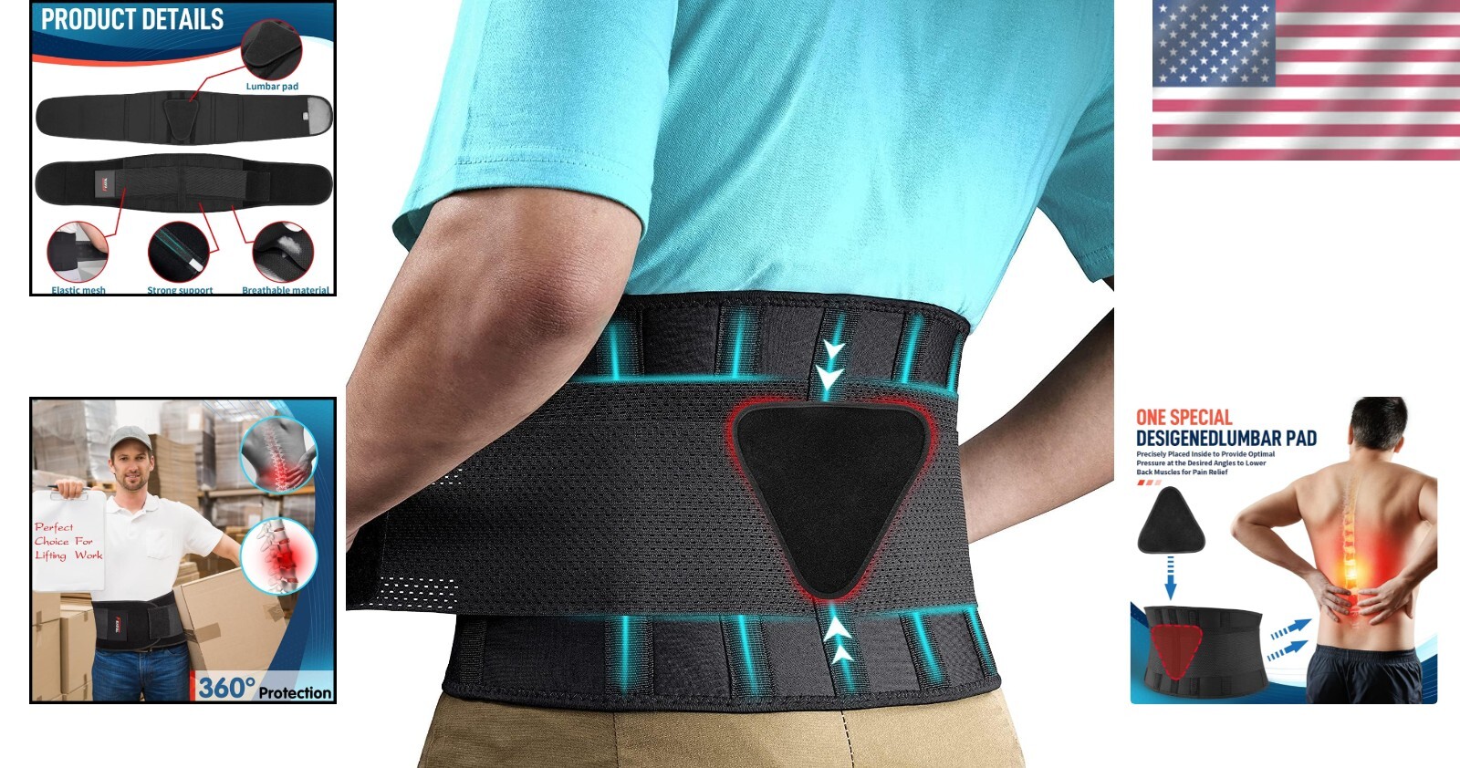 Premium Lumbar Support Back Brace with Breathable Fabric – Pain Relief Solution