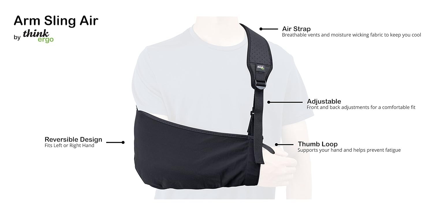 Arm Sling Air: Breathable Medical Sling with Padding on Strap. for Broken & Frac