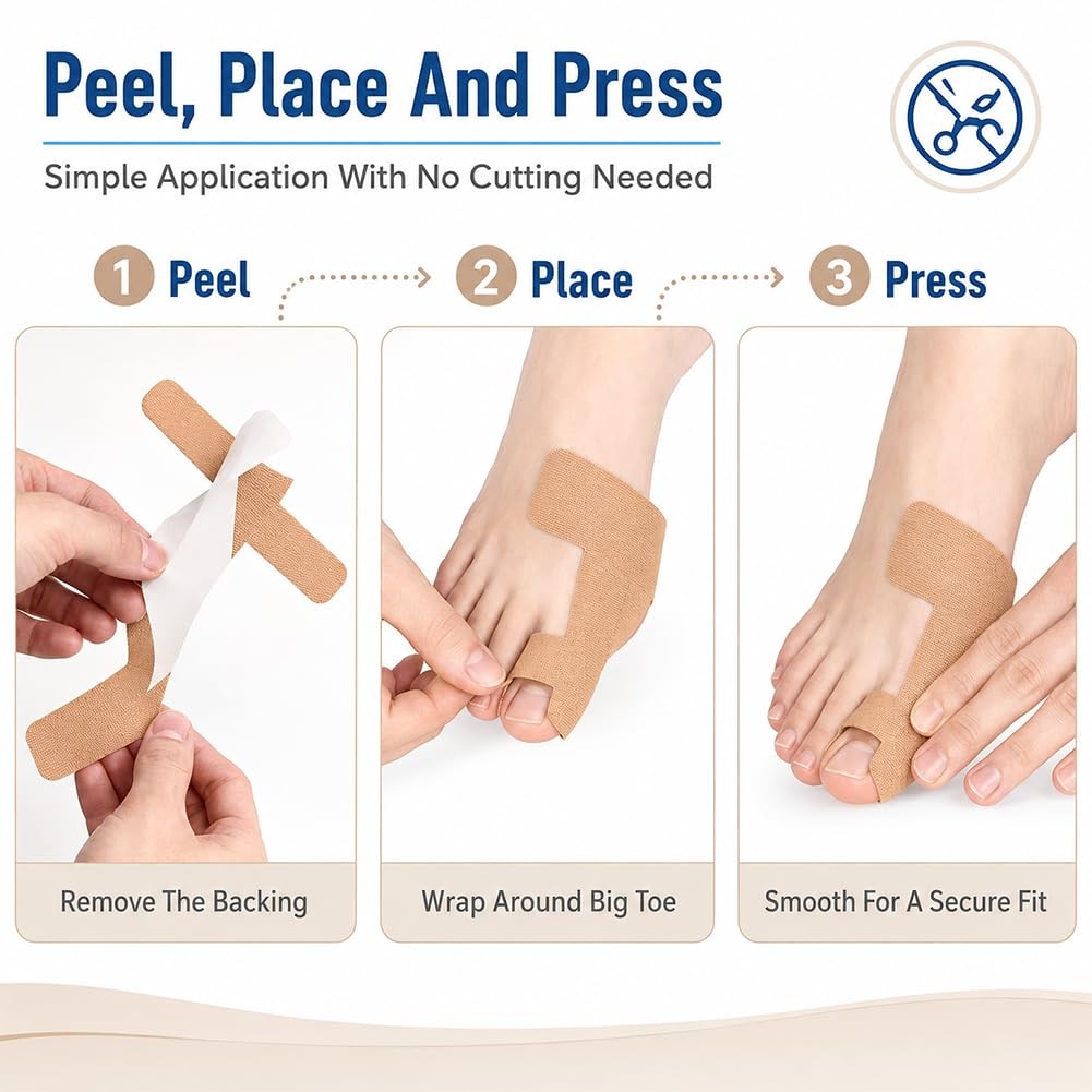 50 Pre Cut Bunion Corrector Kinesiology Tape Big Toe Support Feet Hallux Valgus