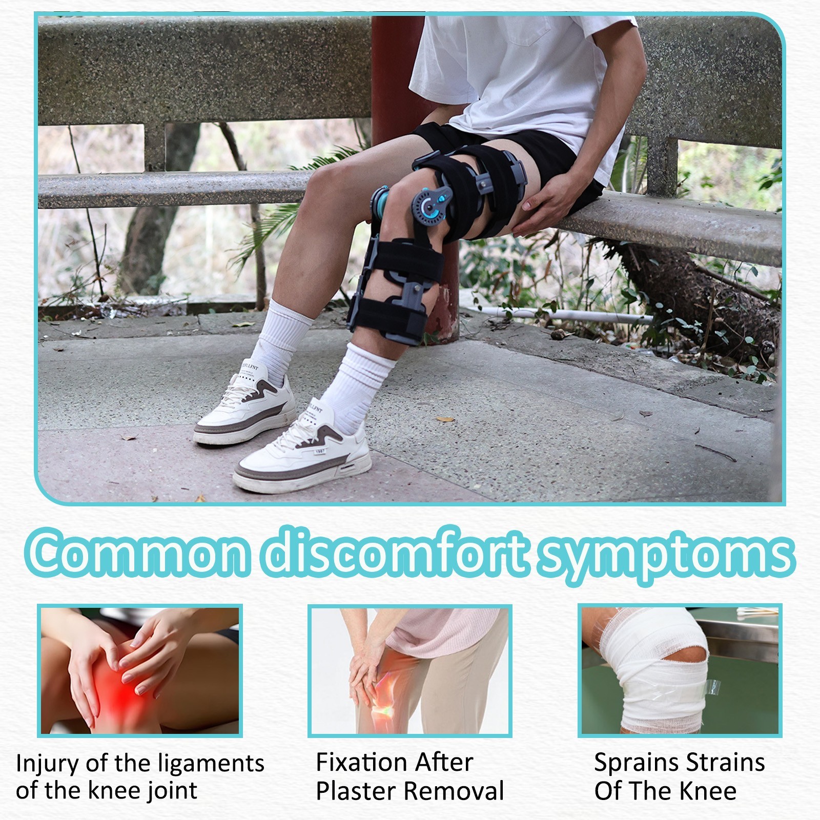 Hinged Post Op Knee Brace, Adjustable ROM Leg Stabilizer Recovery Immobilization