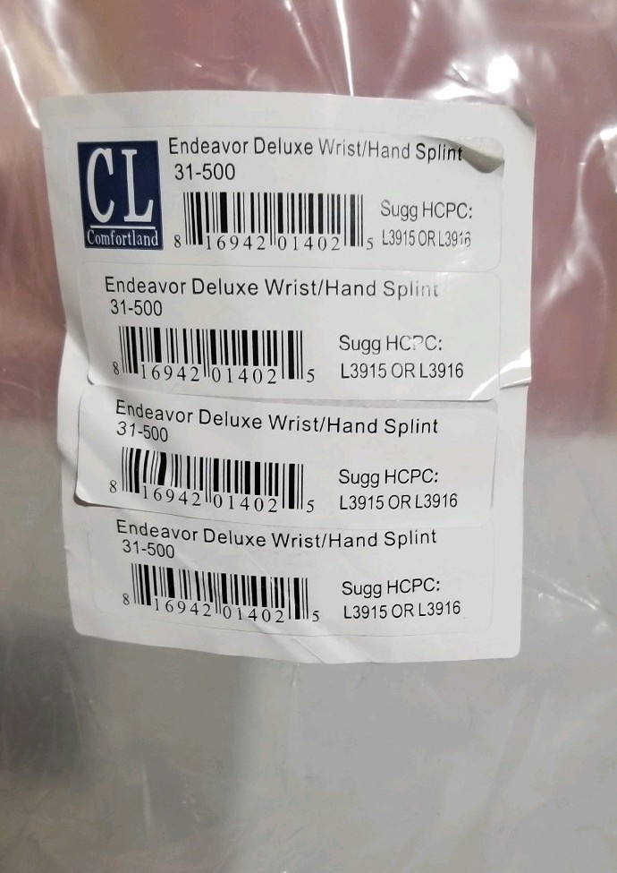 New! Comfortland Endeavor 31-500 Deluxe Wrist Hand Splint Brace Black