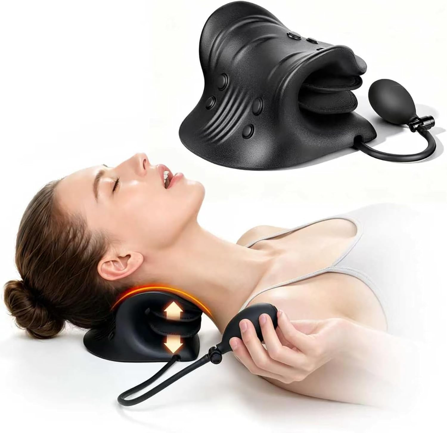 Neck Stretcher with Adjustable Airbag Height, Inflatable Neck and Shoulder Relax