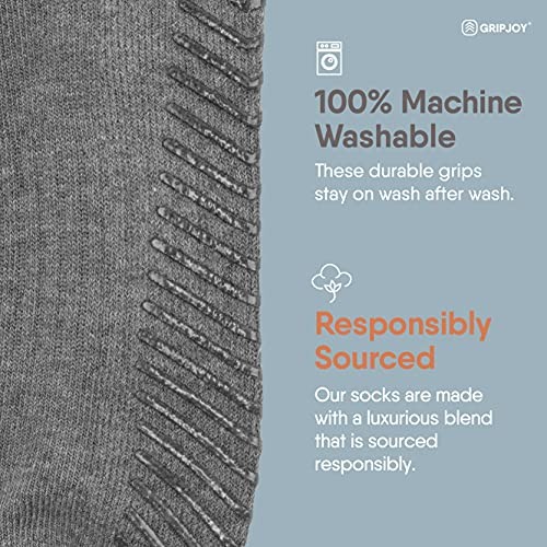 Hospital Socks with Grips for Women & Men, Non-Slip, Large Black & Gray Mix