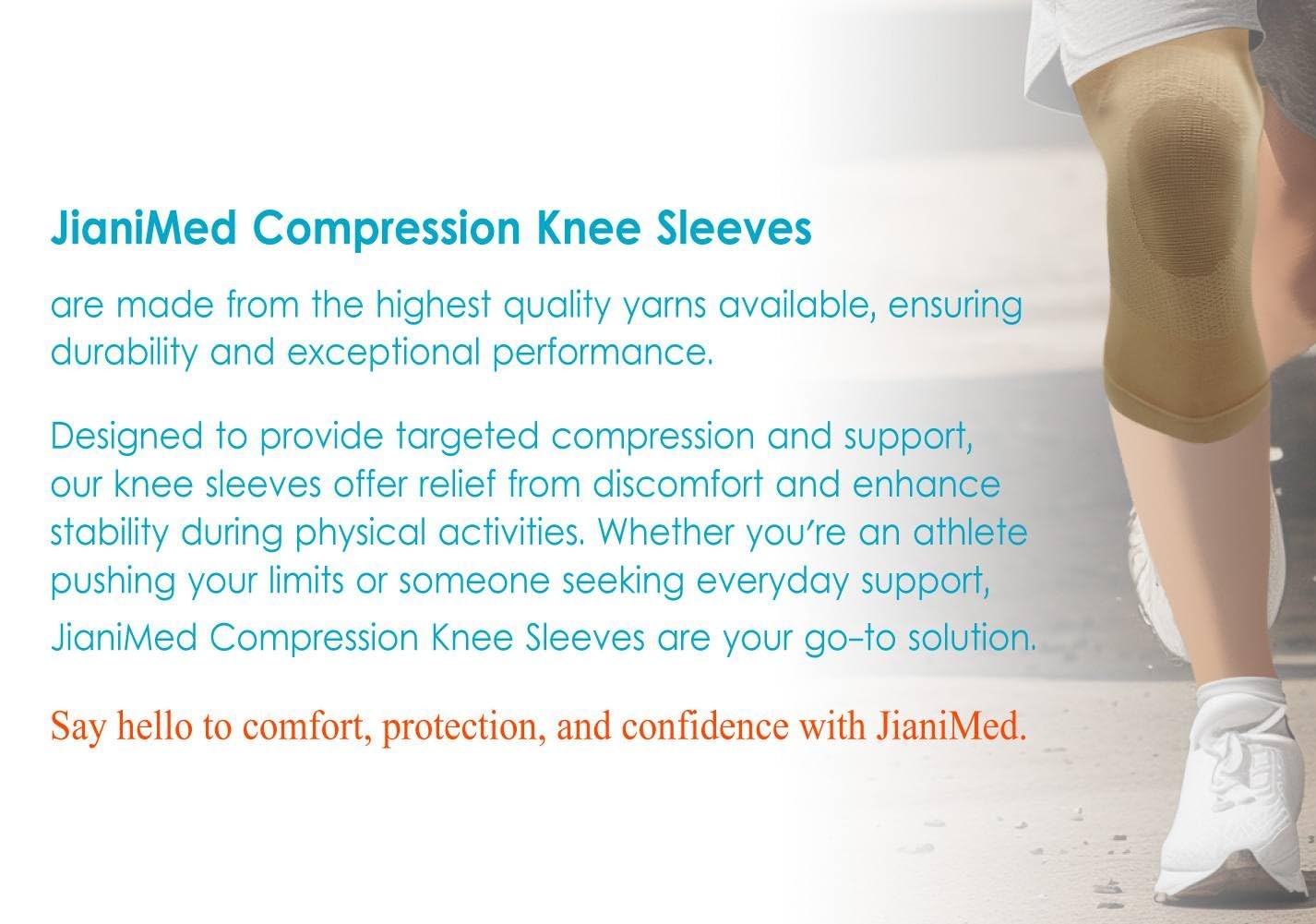 JianiMed Compression Knee Sleeve – Thin & Lightweight, Pain Relief, XL, Beige