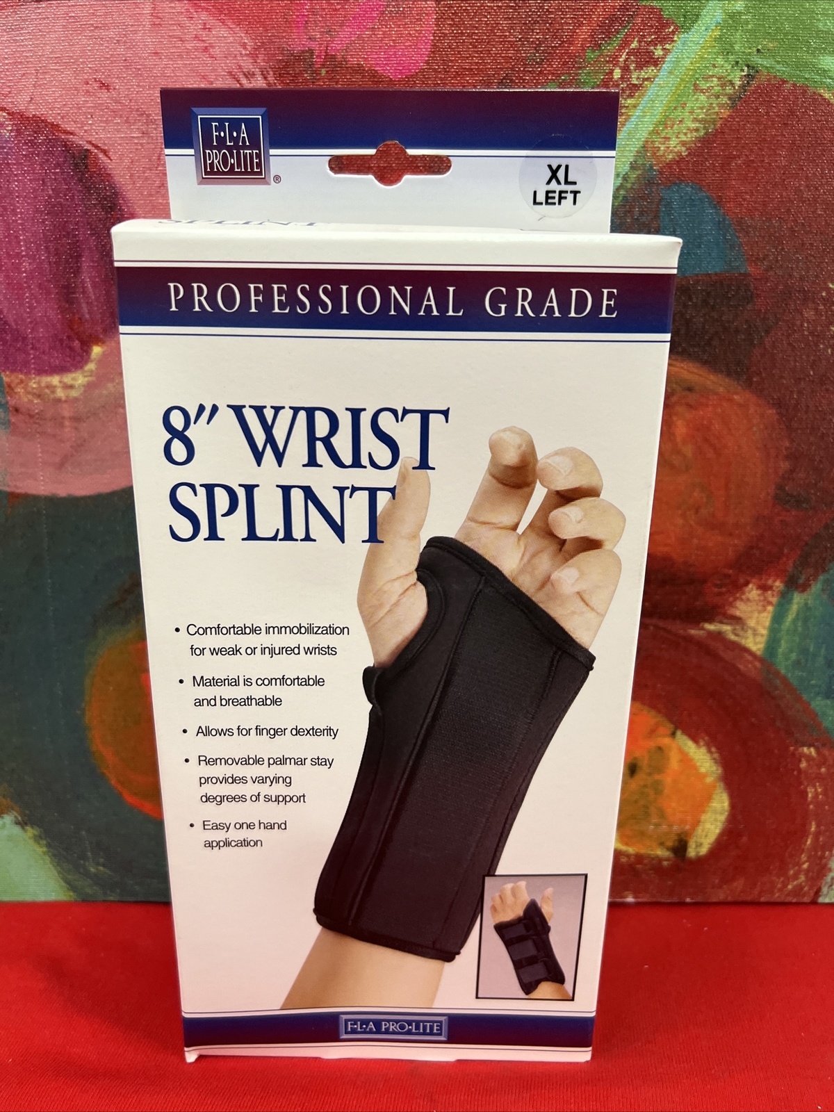 F-L-A Pro Lite 8″ Left Wrist Splint Brace Size XL Black New In Box