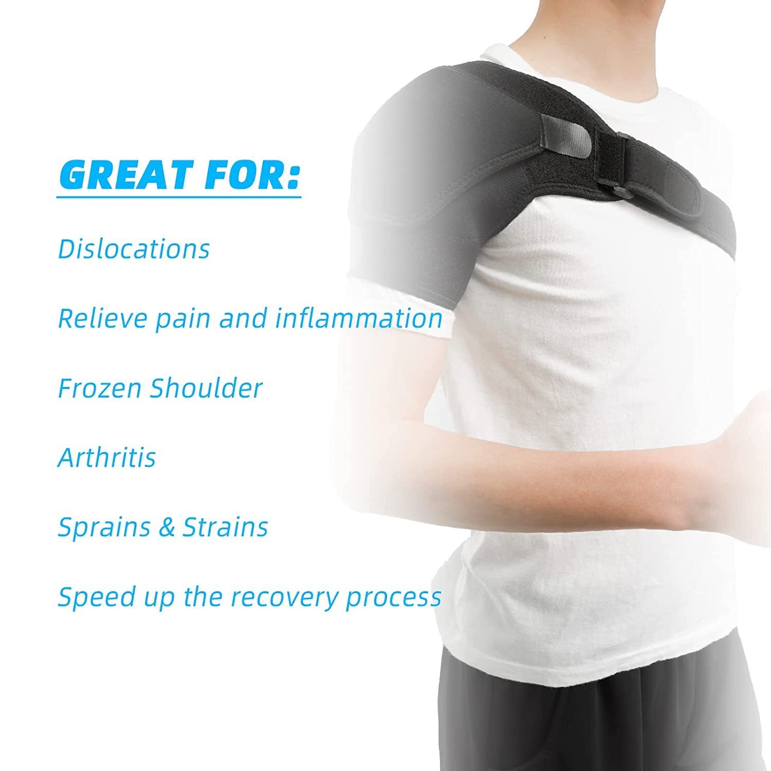 Shoulder Brace Rotator Cuff Support Relief Pain Adjustable Left & Right Belt