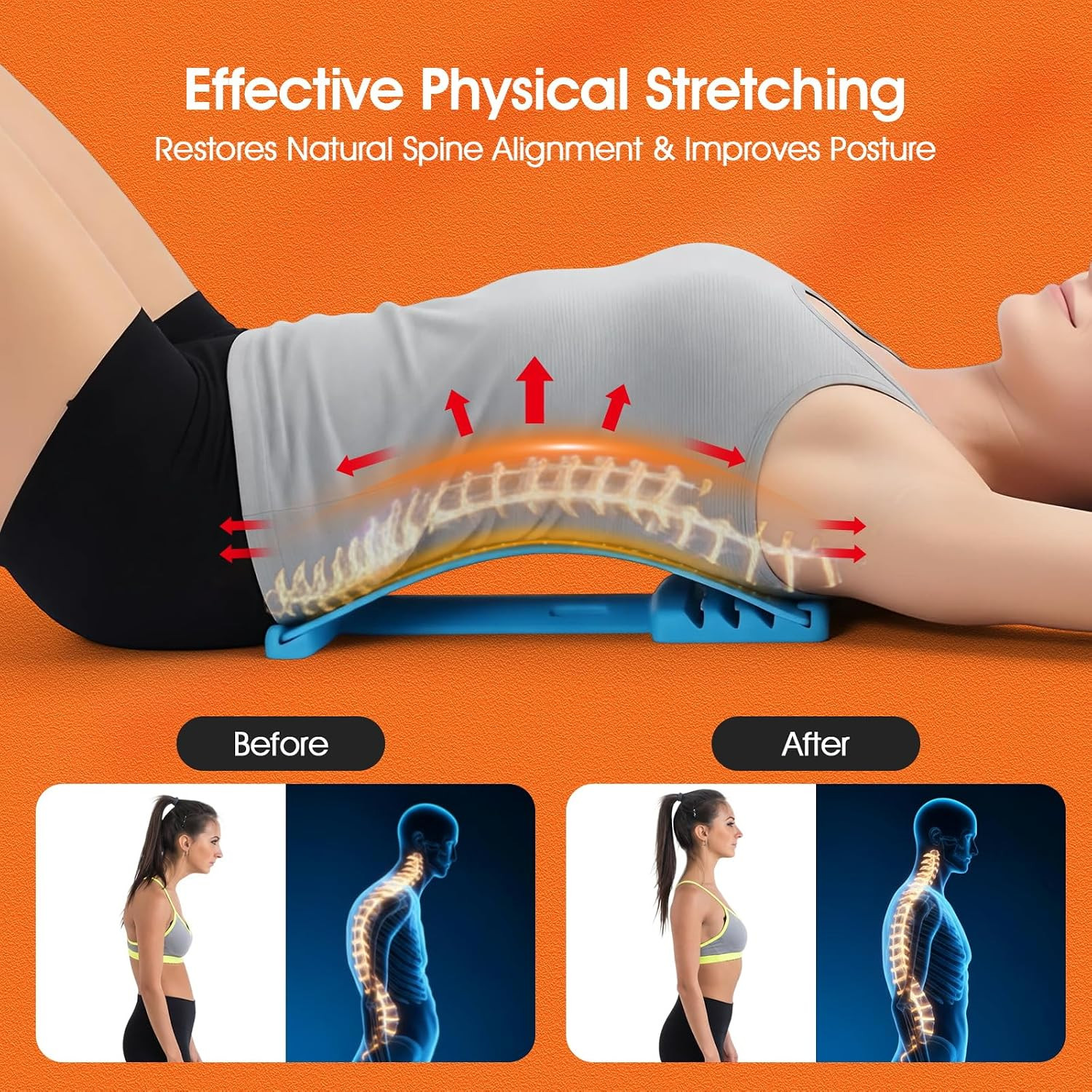 Premium Back Stretcher for Lower Back Pain Relief – 4-Level Adjustable Lumbar Su