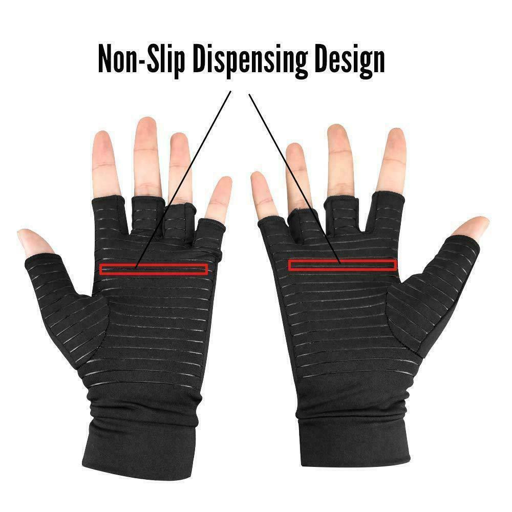 2 Pairs Copper Compression Arthritis Gloves Carpal Tunnel Joint Pain Relief Hand