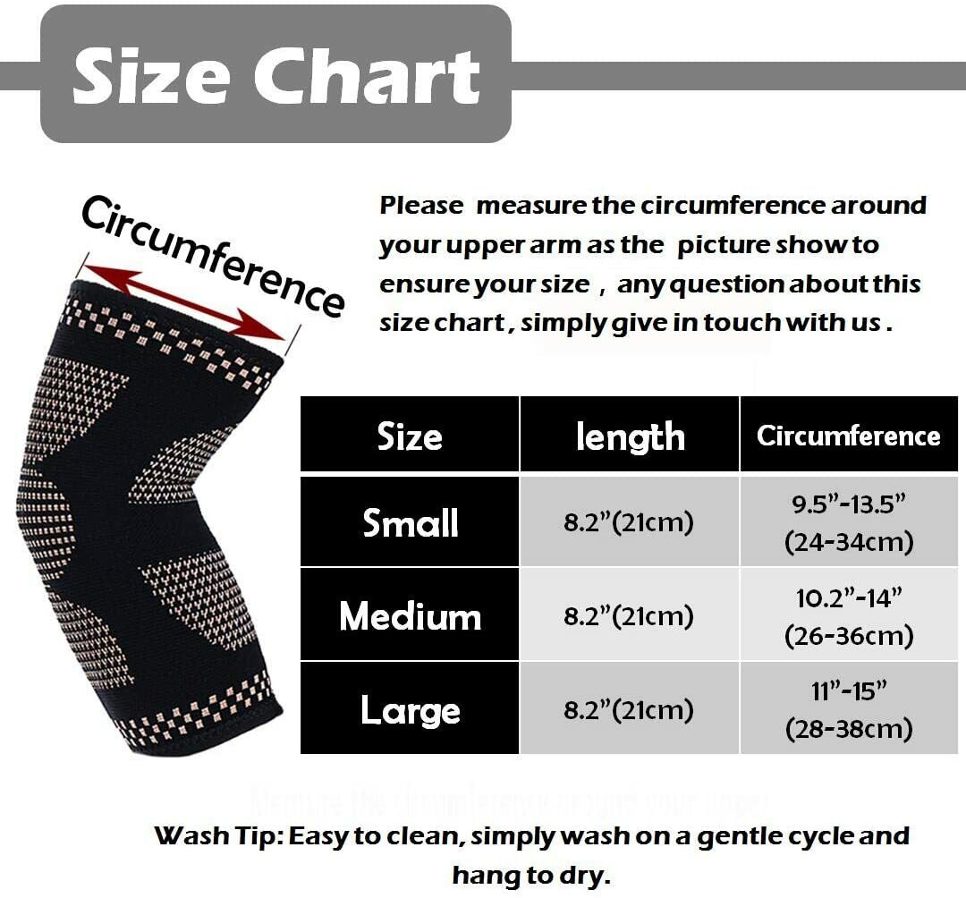 Copper Elbow Brace Support Arm Compression Sleeve Elastic Tennis for Tendonitis