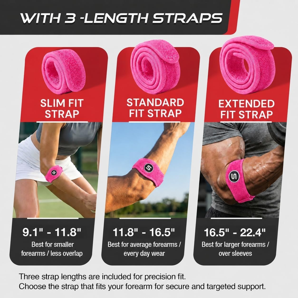 Durable Hot Pink Elbow Brace for Tennis & Golf – Adjustable Support for Recovery