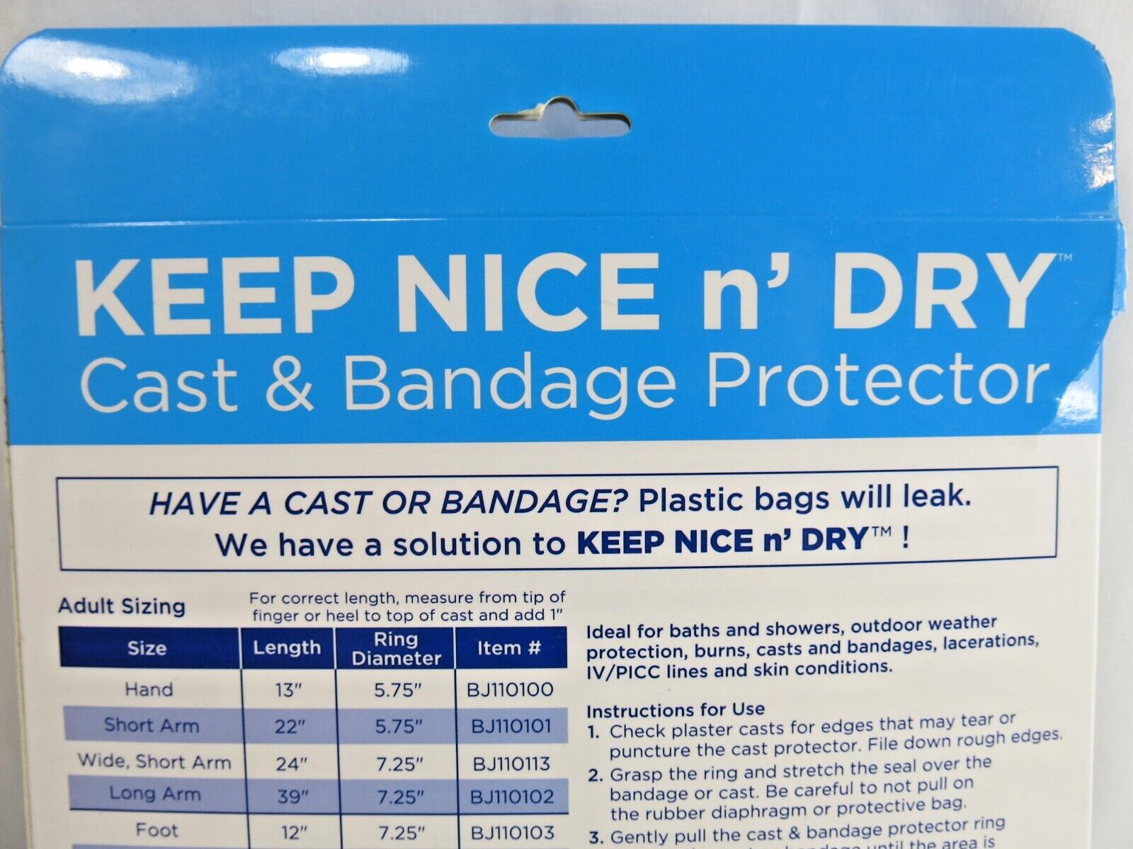 39″ Cast & Bandage Protector Keep Nice n’ Dry Adult Long Arm by Blue Jay
