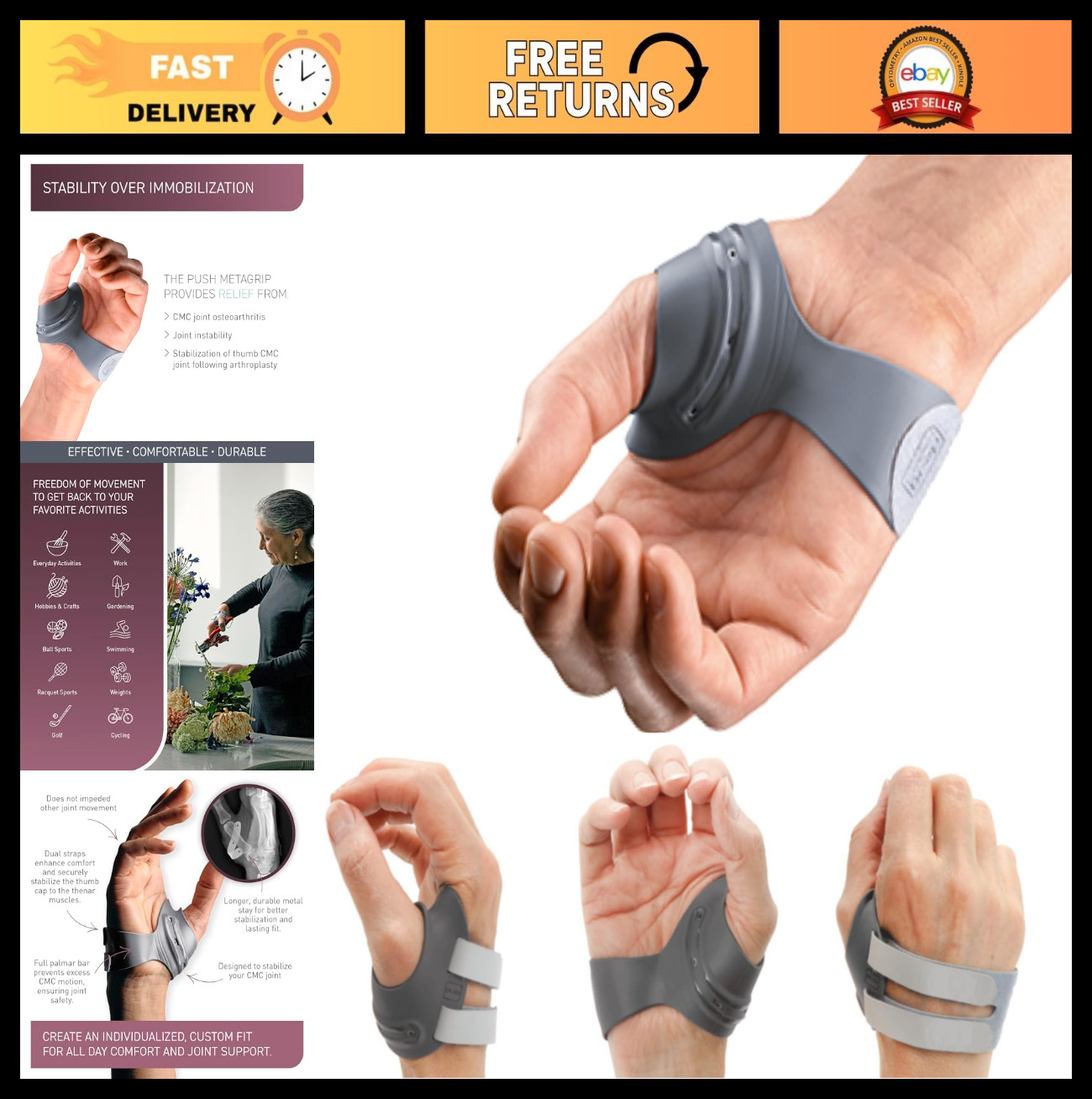 Adjustable Thumb Brace for Arthritis Pain Relief | CMC Joint Support & Stabilize