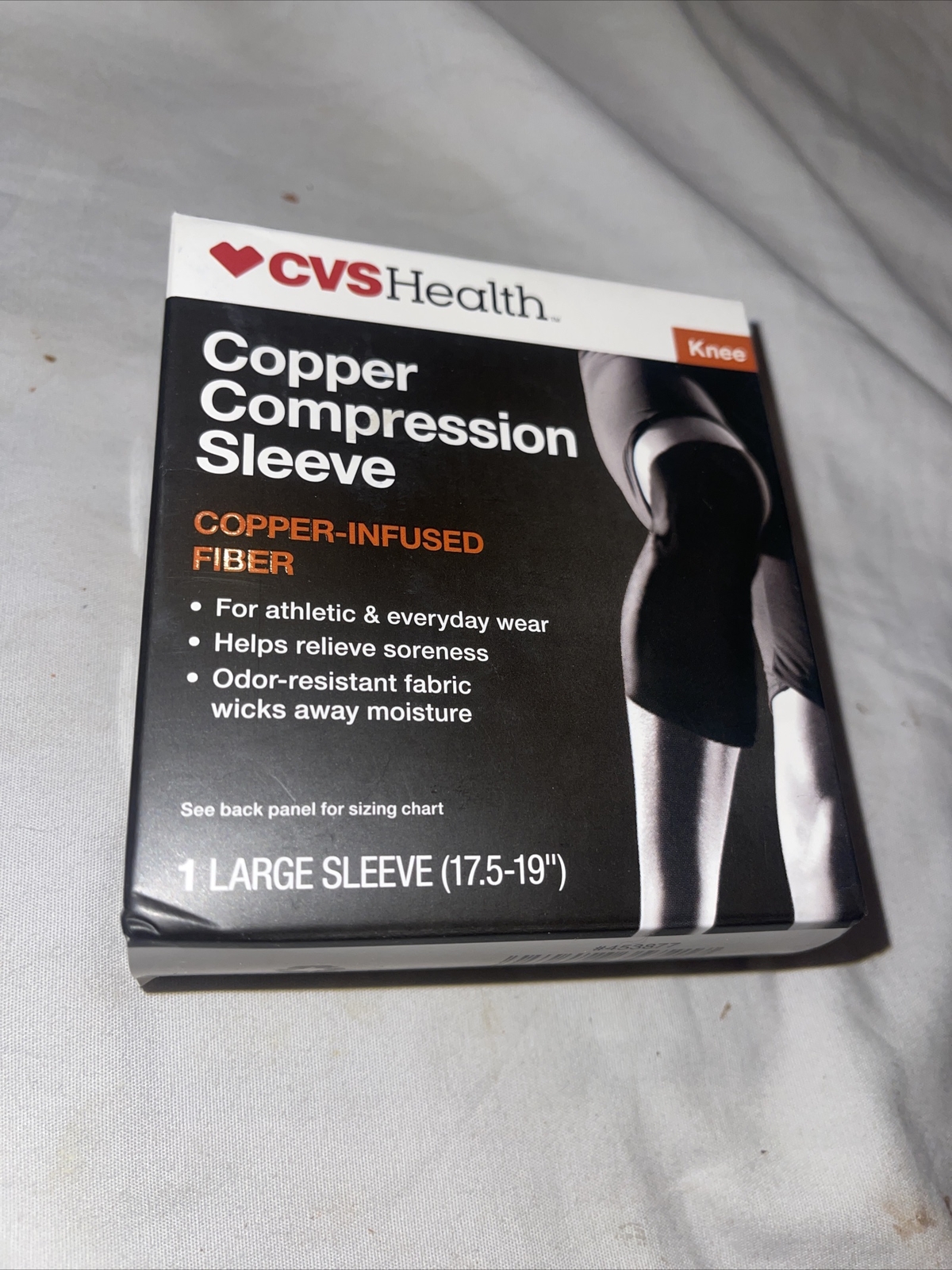 CVS Health Copper Compression Sleeve 88% Copper Fiber Knee 1 Large Sleeve
