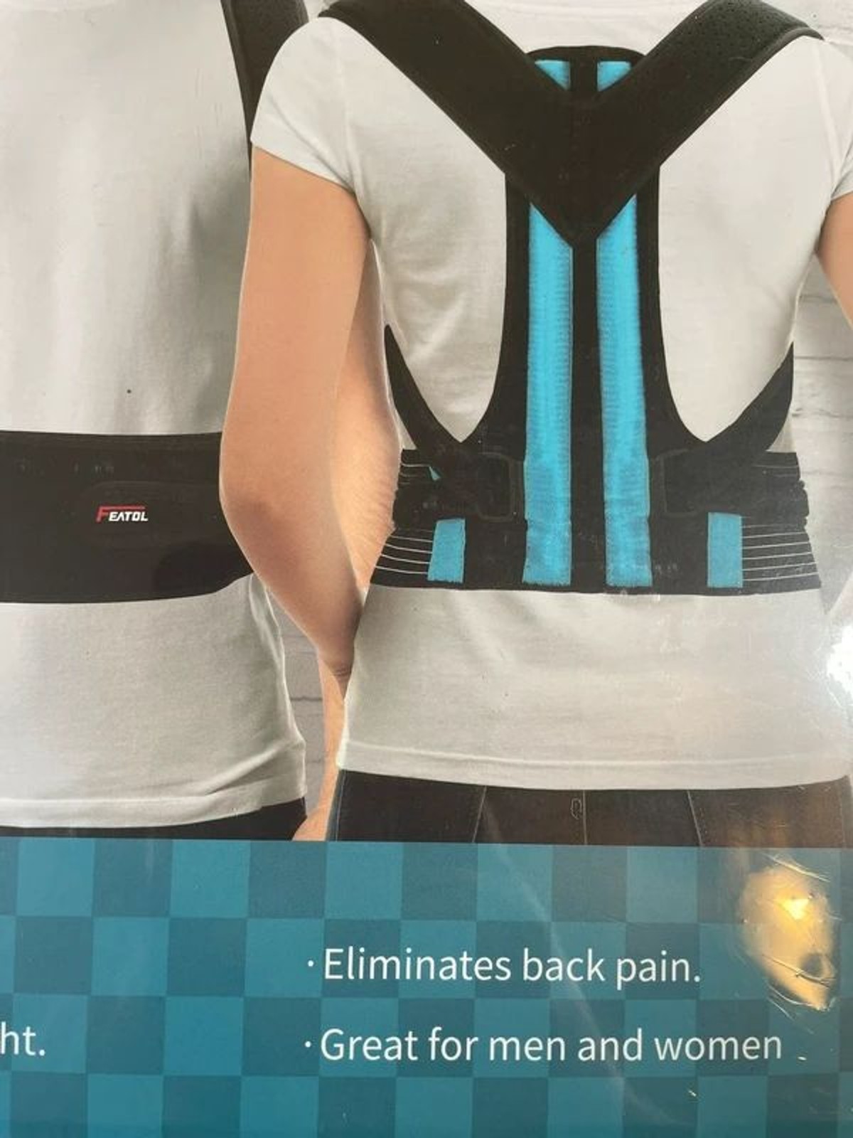 Featol Posture Corrector Back Brace Size M New Sealed Unisex Black Blue