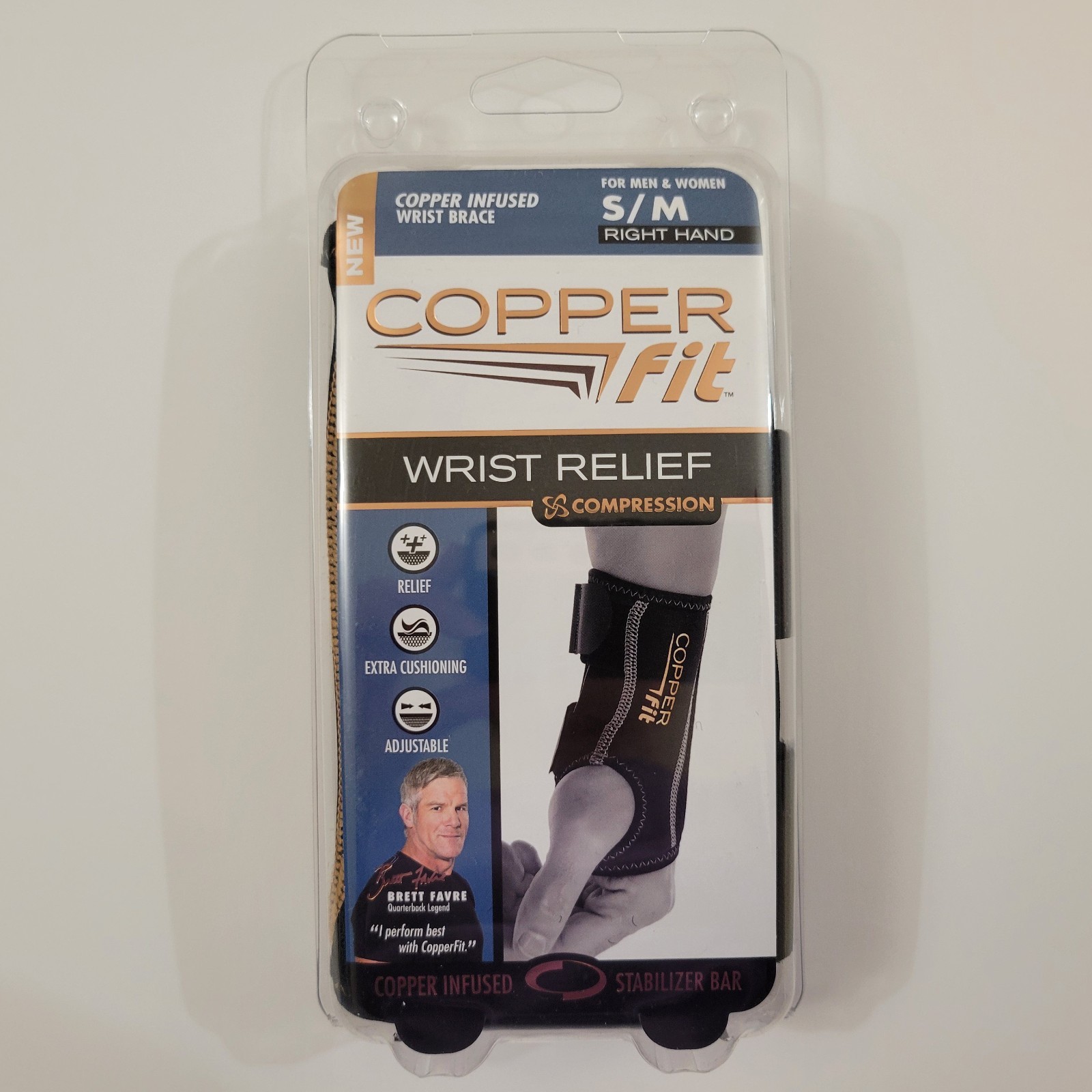Copper Fit Rapid Relief Wrist Brace Right Hand S/M New Compression Support Pain