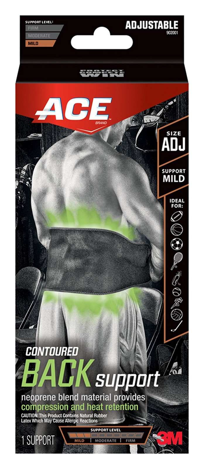 Ace Adjustable Contoured Back Support, 0.50 Pound 1 Count (Pack of 1)