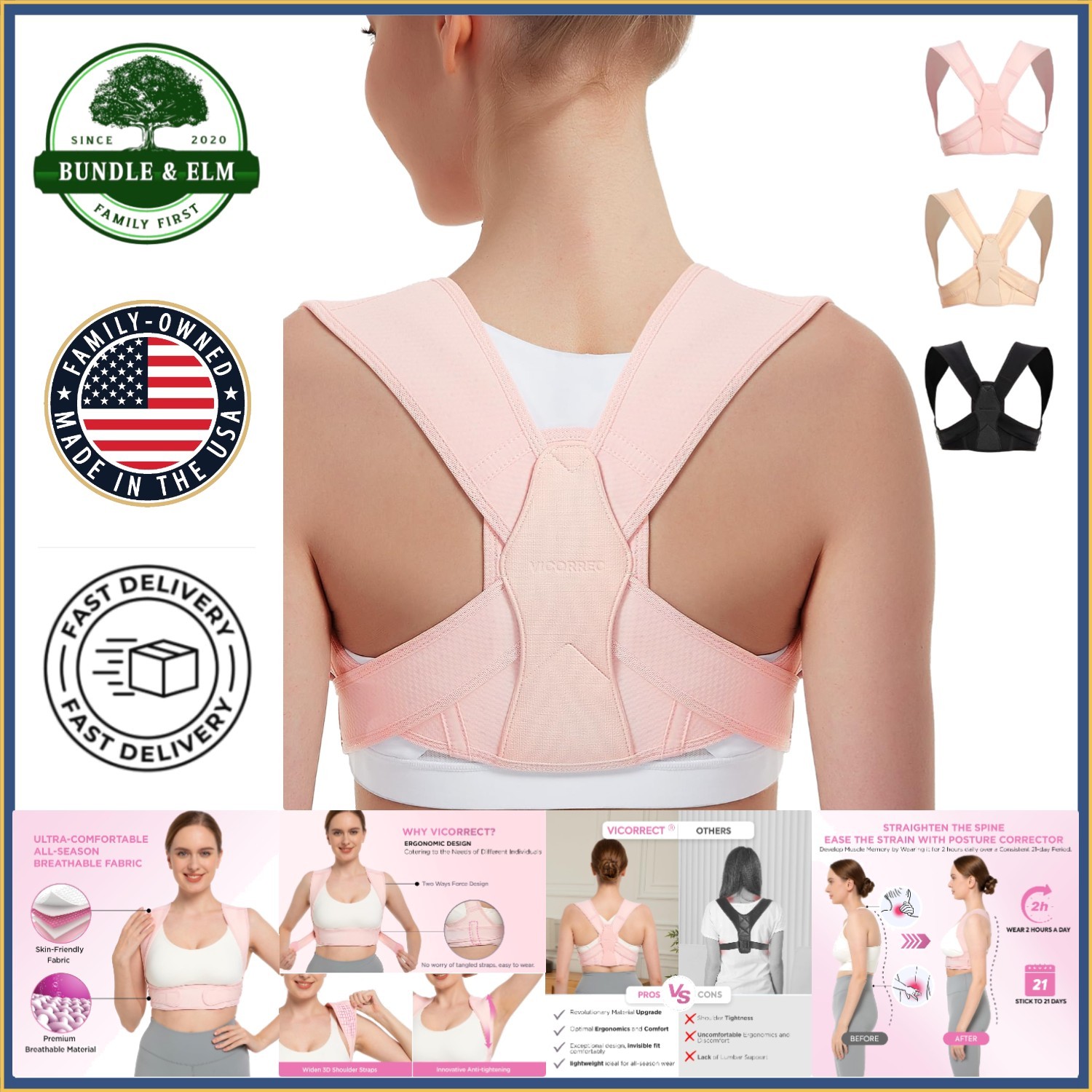 Adjustable Posture Corrector for Upper Back Support in Small/Medium Size