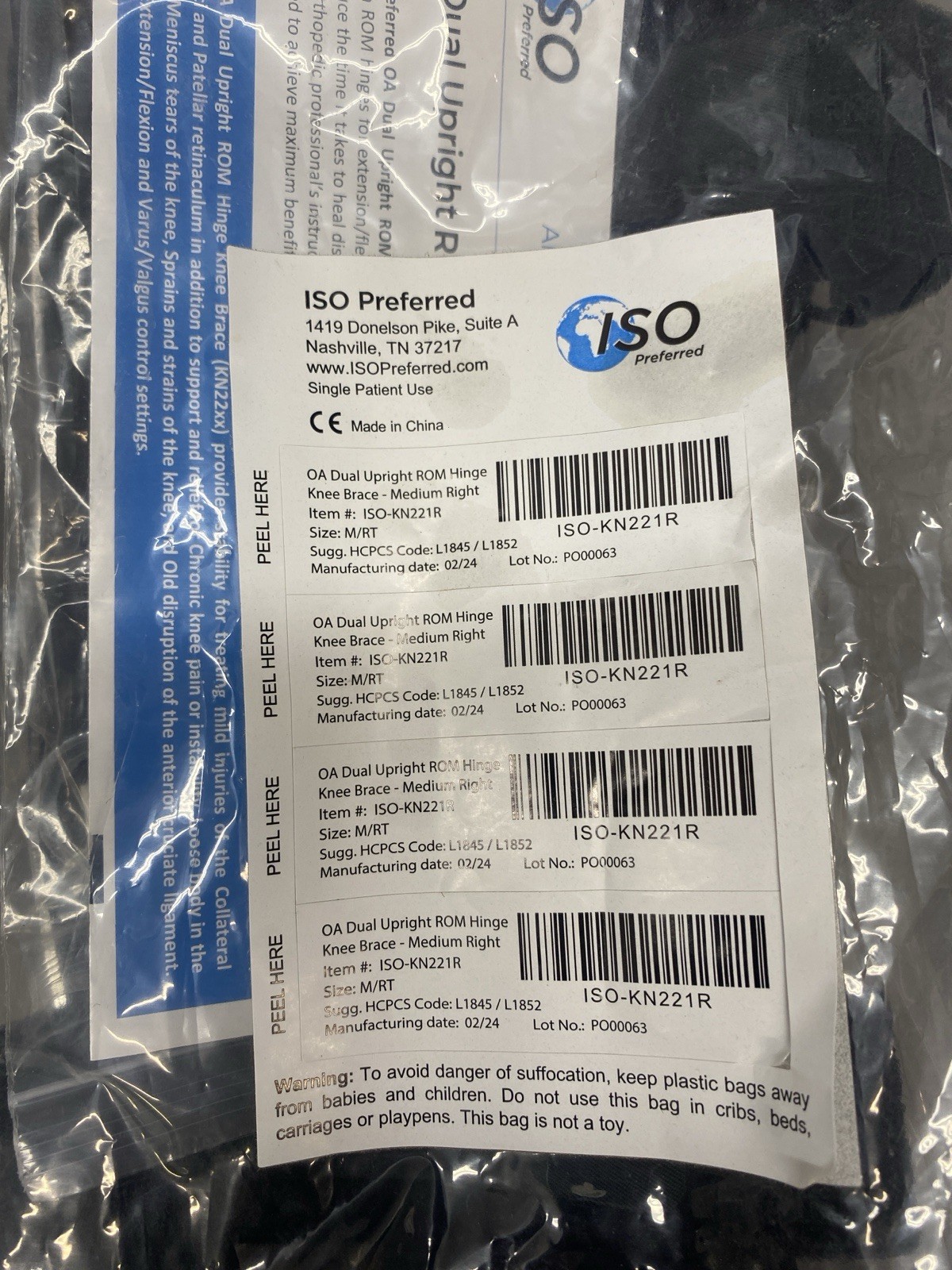 ISO Preferred OA Dual Upright ROM Hinge Knee Brace Post-Op Ligament M/RT