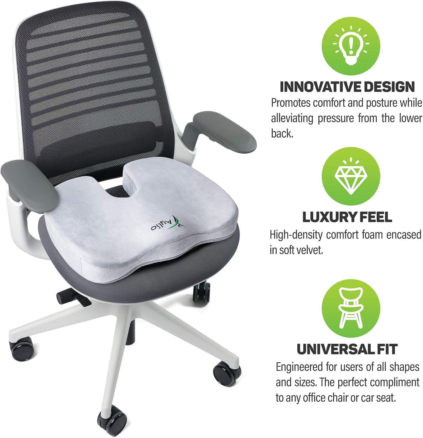 Seat Cushion for Desk Chair – Back Pain, Tailbone Relief, Coccyx, Butt, Hip Supp
