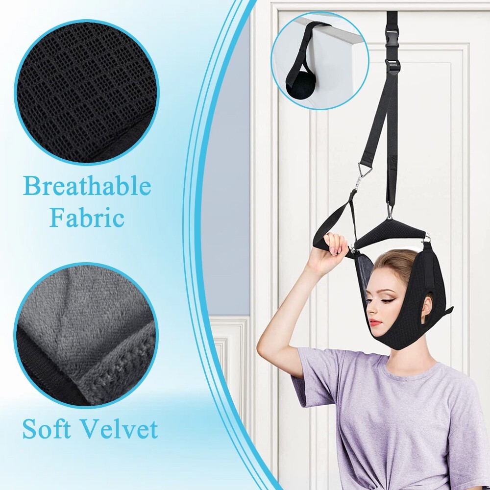 US Neck Traction Stretcher Cervical Head Brace Pain Relief Device Home Over Door