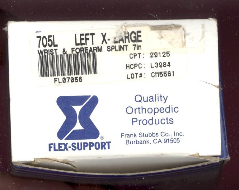 NEW! Flex-support 7″ Wrist & Forearm Splint Left X-LARGE #705L