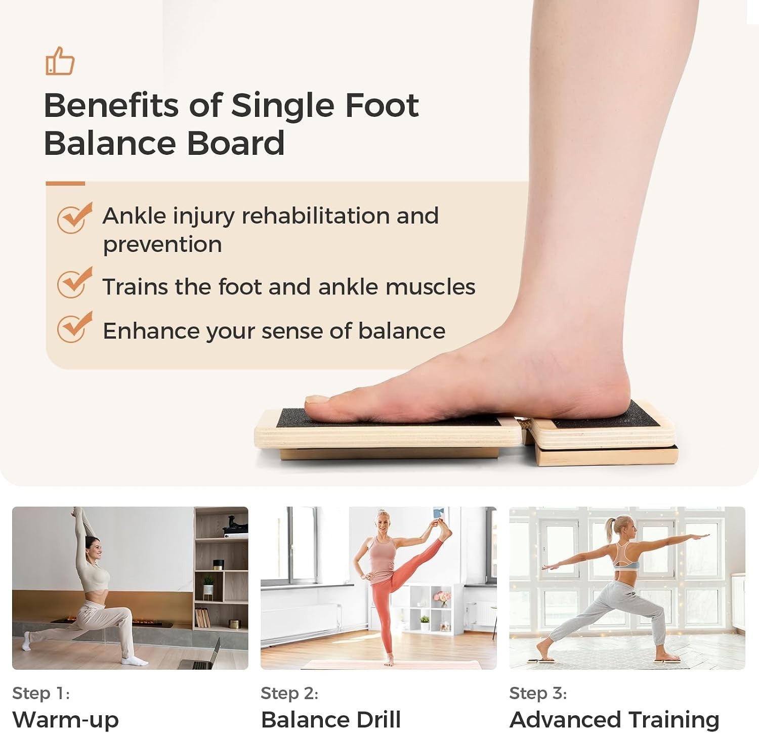 Wooden Ankle Foot Exerciser – 80+ Training Modes for Injury Recovery & Balance