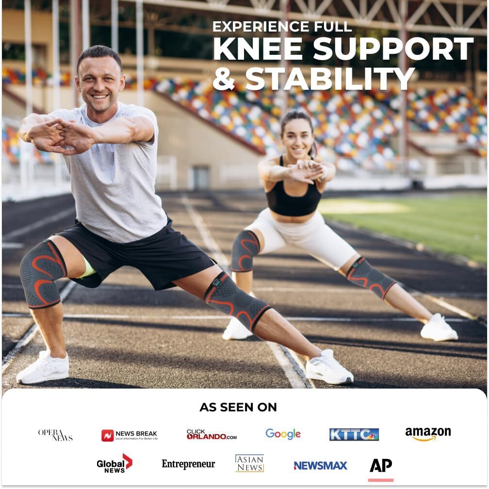 Knee Brace Support Compression Sleeve Meniscus Tear, ACL & Arthritis Pain Relief