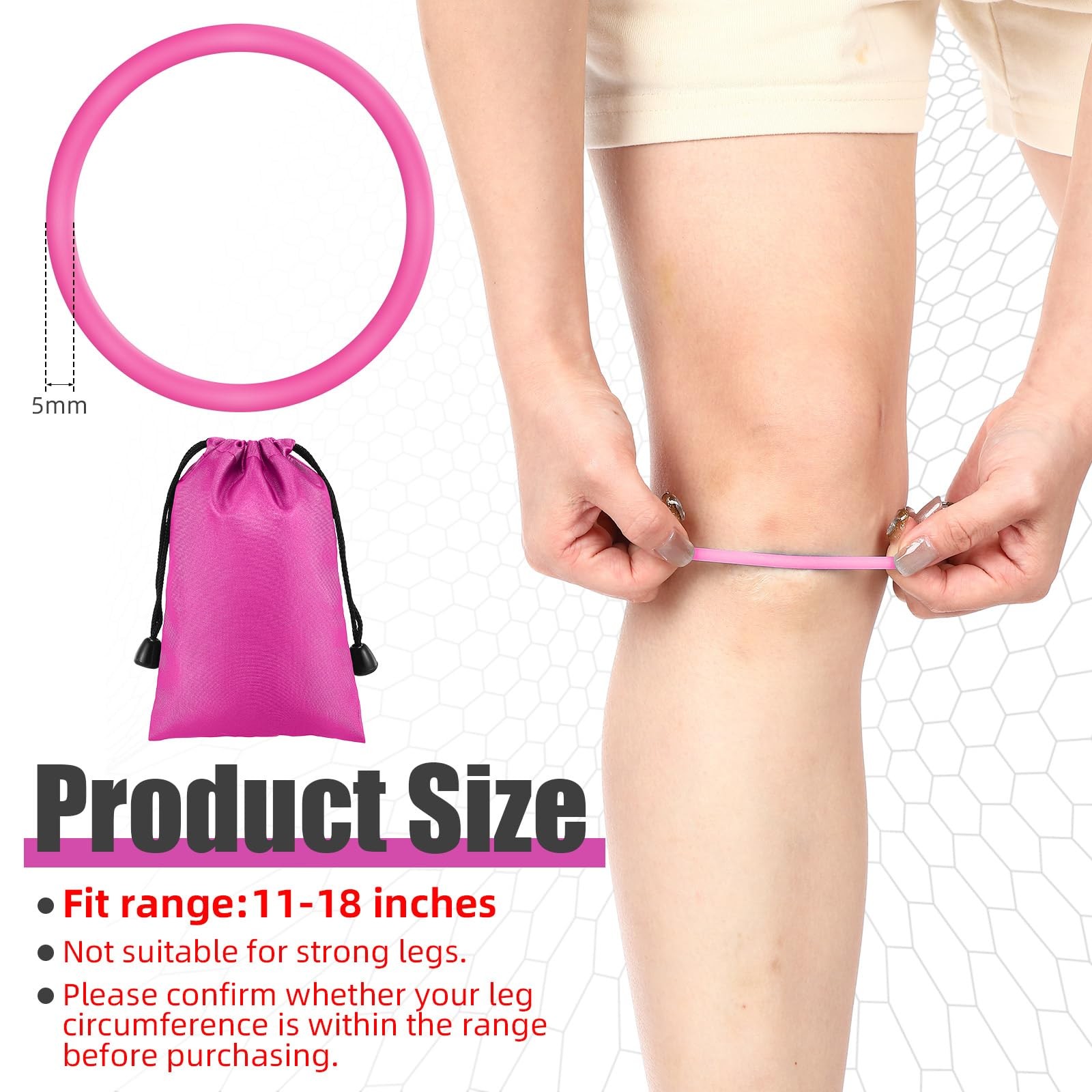 Patella Knee Band Silicone Tendon Support 2Pack No Pain Running Basketball Rose
