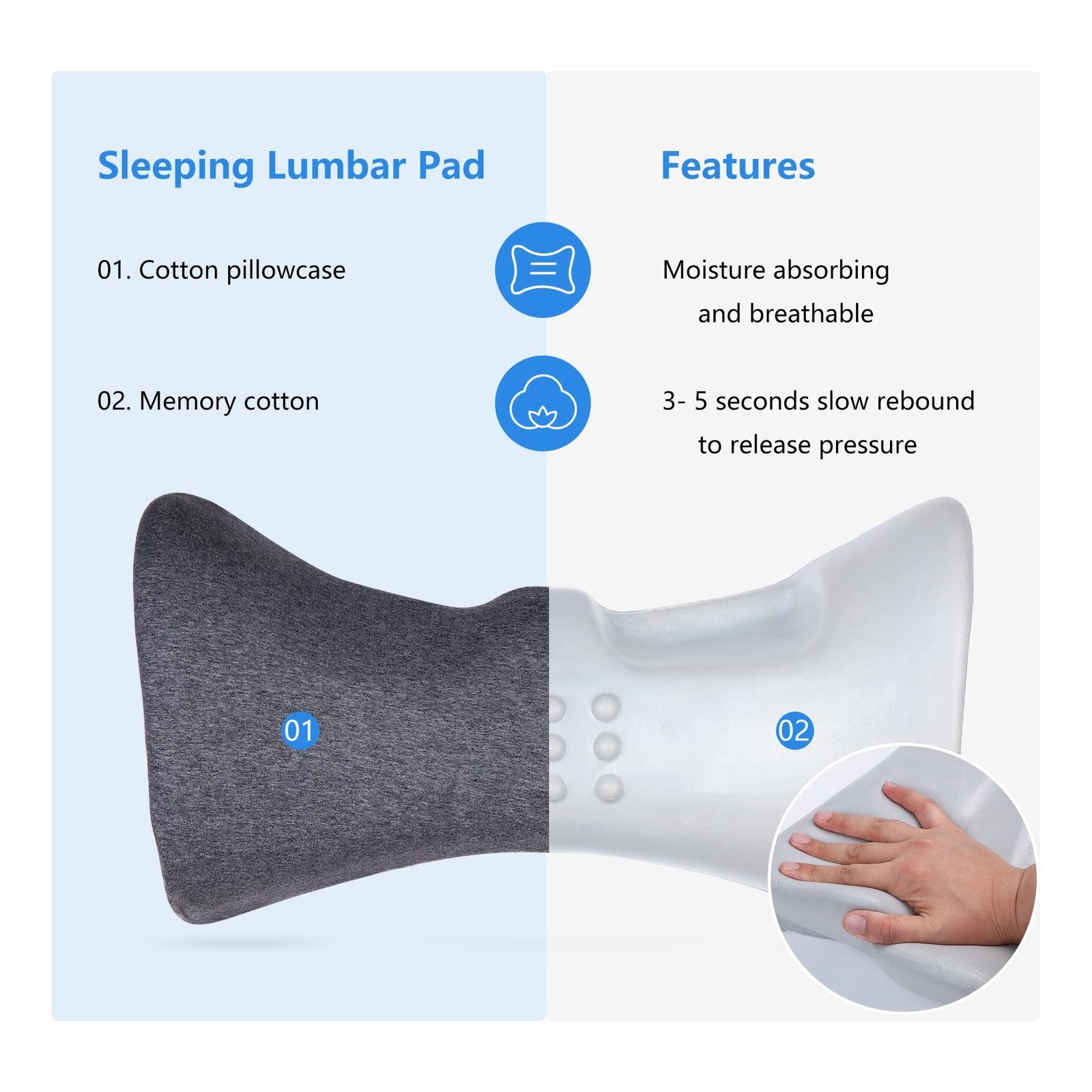 Cozyhealth Lumbar Support Pillow for Sleeping, Heated Lower Back Pillow with …