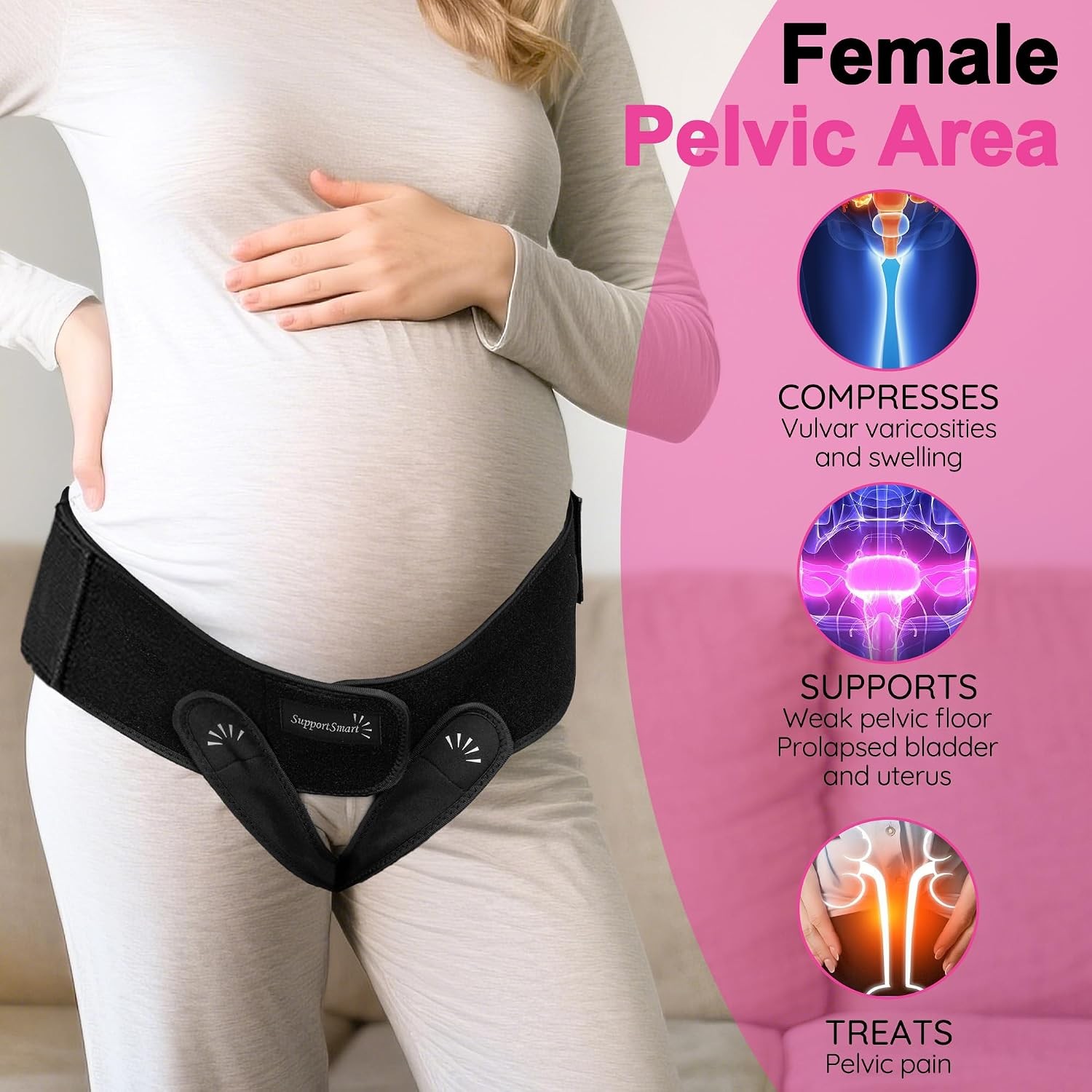 Adjustable Pregnancy Maternity Belt Pelvic Support Hip Relief Black Small Medium