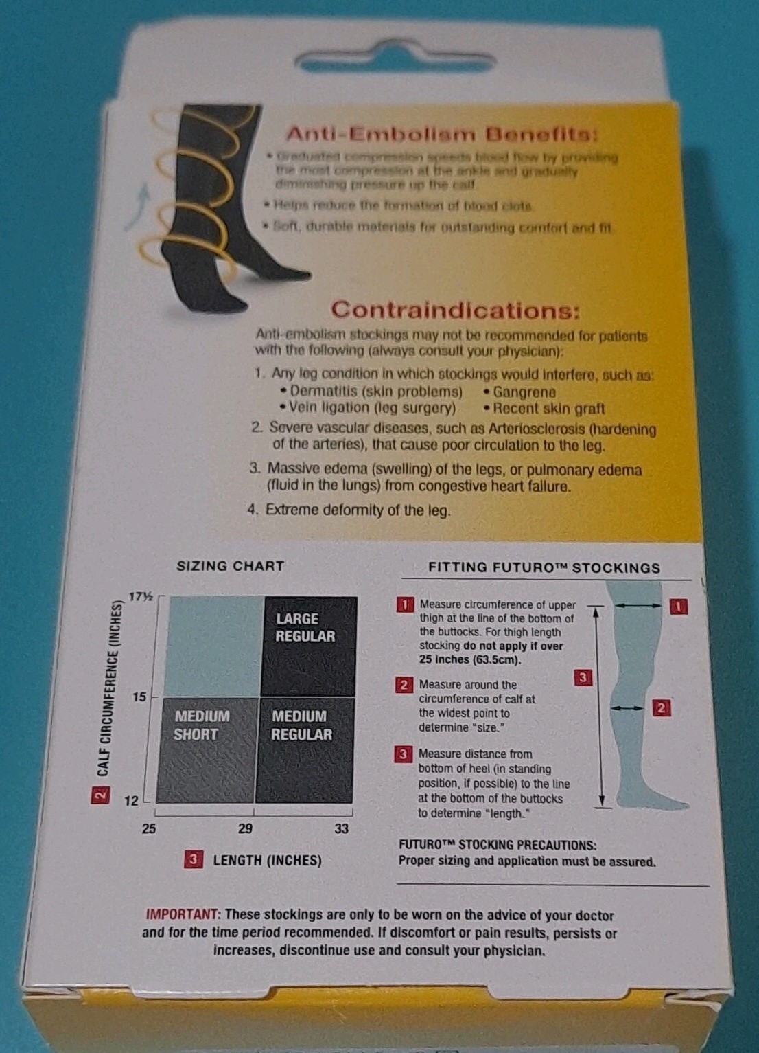 Futuro Anti-Embolism 18mm/Hg Thigh Length Closed Toe Stockings White, Medium B32