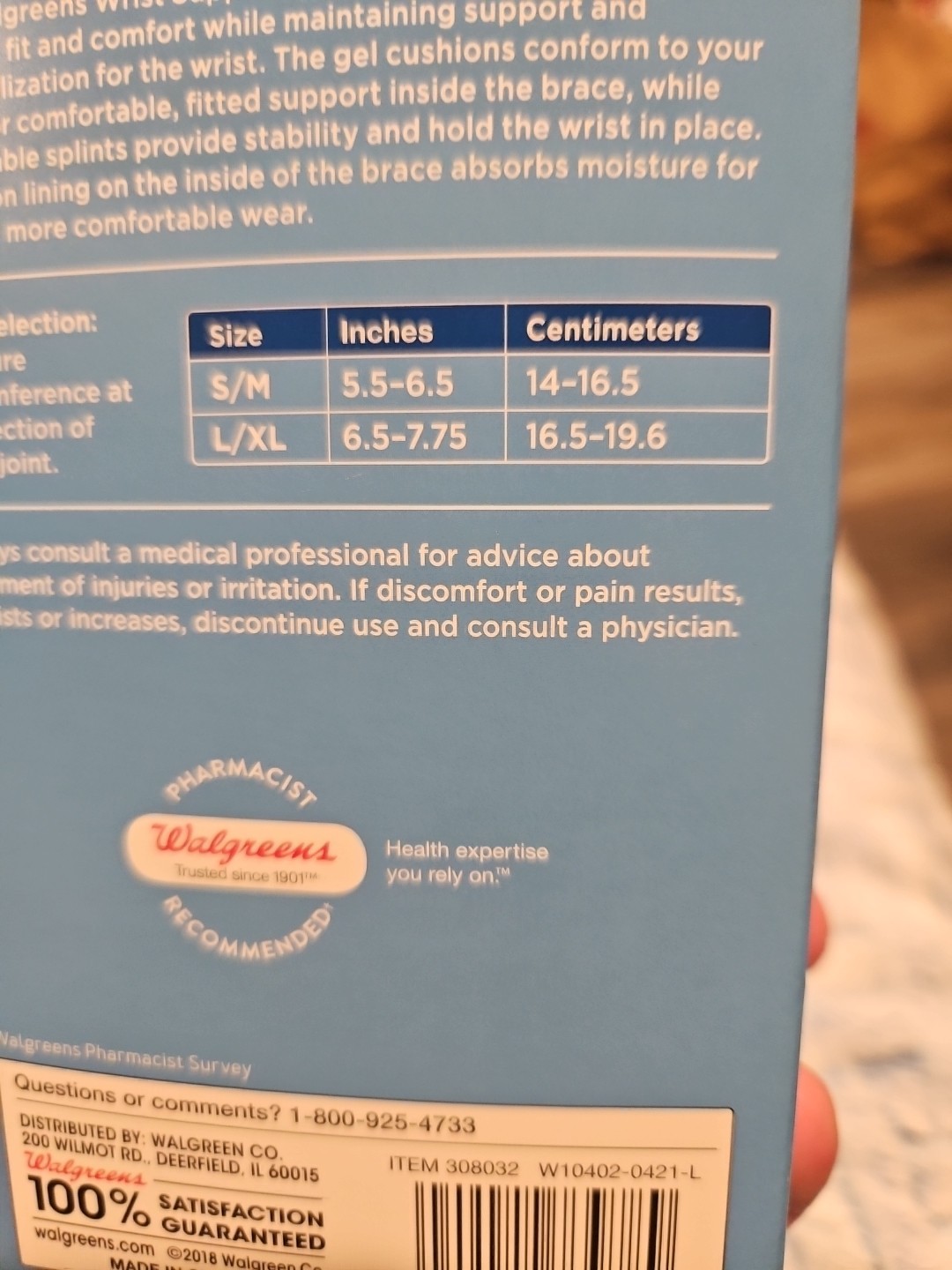 Wrist Support Left with Removable Splints NEW Adjustable Antimicrobial Walgreens