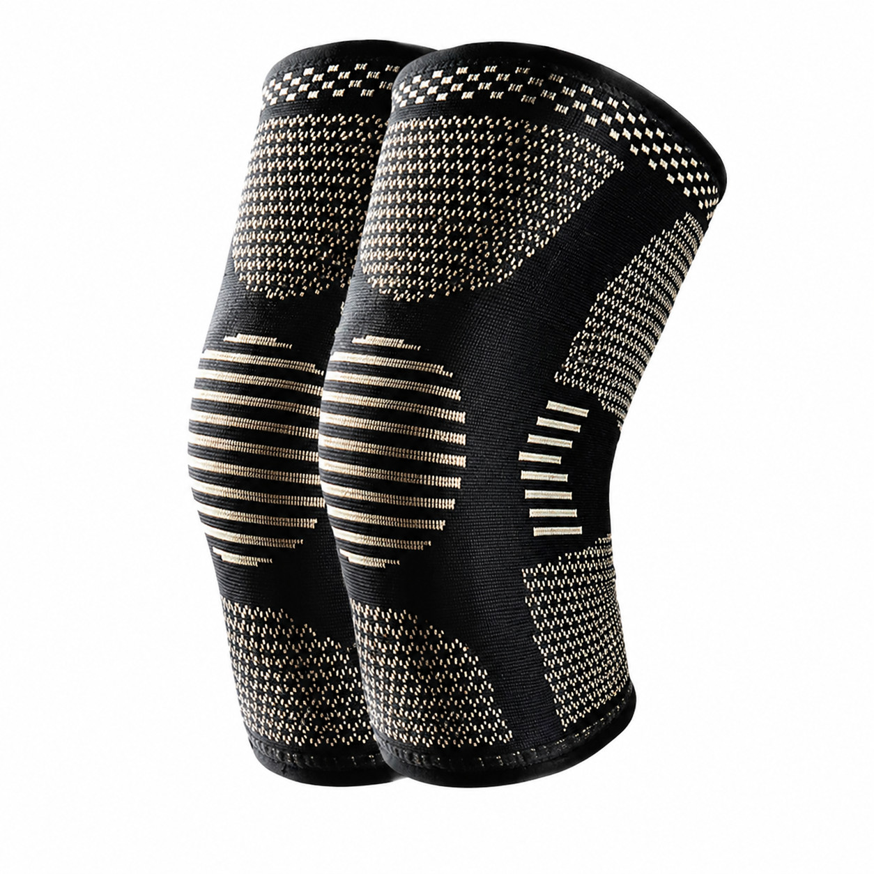 2Pc Copper Knee Sleeves Compression Brace Elastic Support Sport Pain Gym Fitness