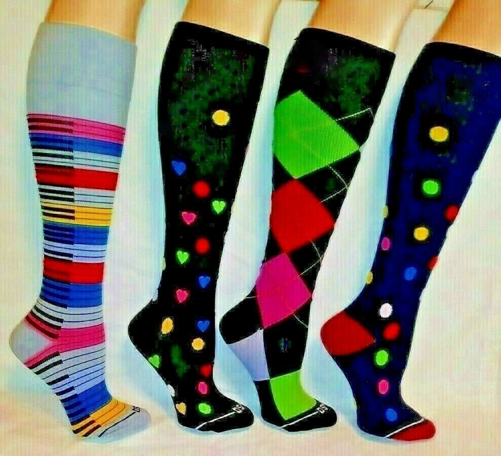 4 pair Womens Compression Socks Knee High 9-11 Dr. Shams Anti-Fatigue 15-20 mmHg