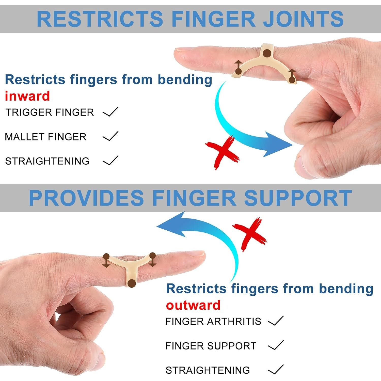 10 Pcs Oval Finger Splints and Sleeves Kit – (Size 4-9)Fingers Brace Support