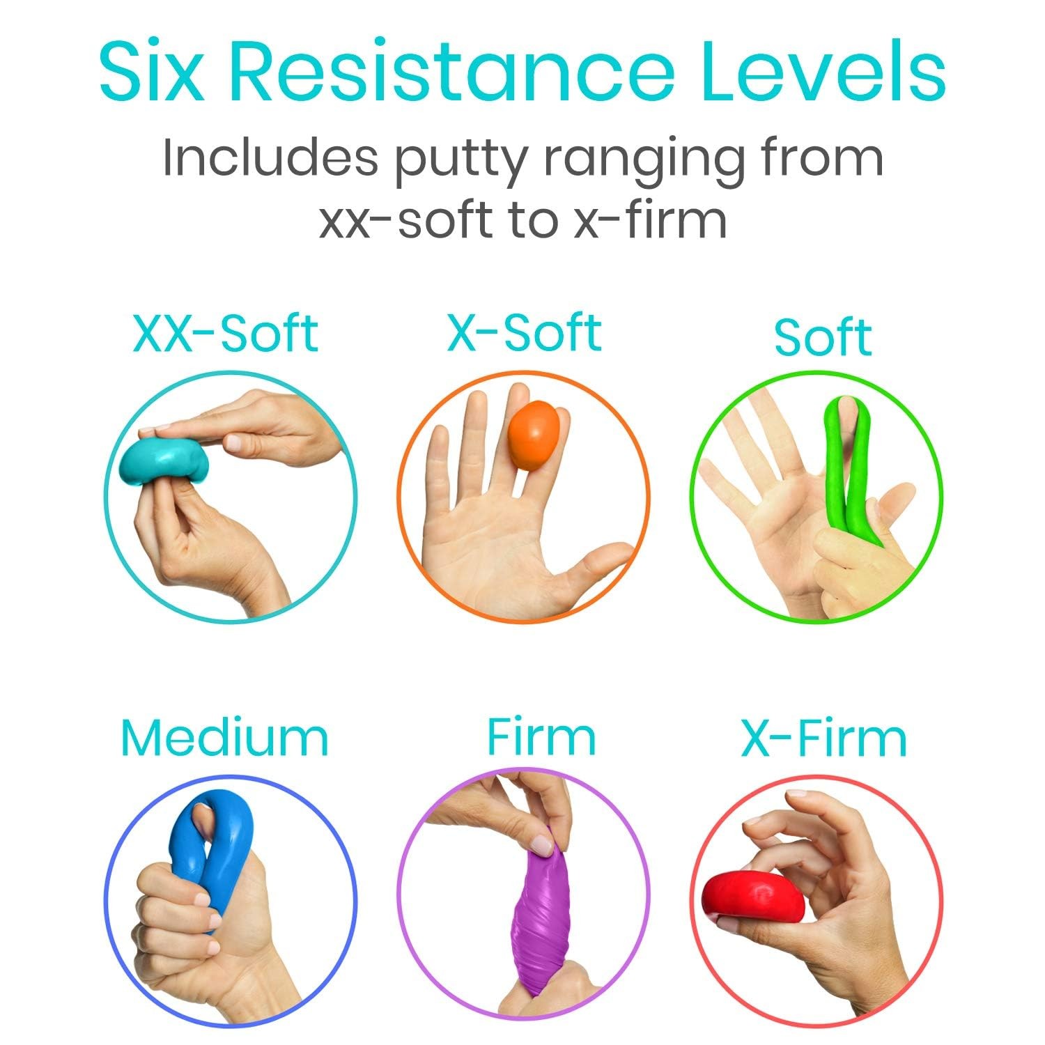 Vive Therapy Putty (6 Pack) – for 6 Count (Pack of 1), All Resistances