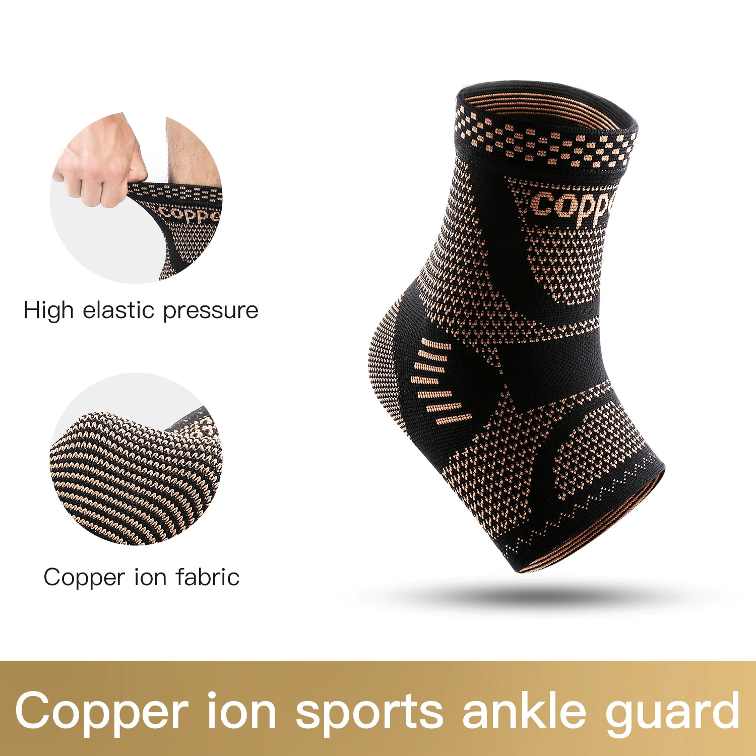 1 PC Outdoor Sports Knitting Elastic Copper Ankle Protection, Ankle Sprain Prote