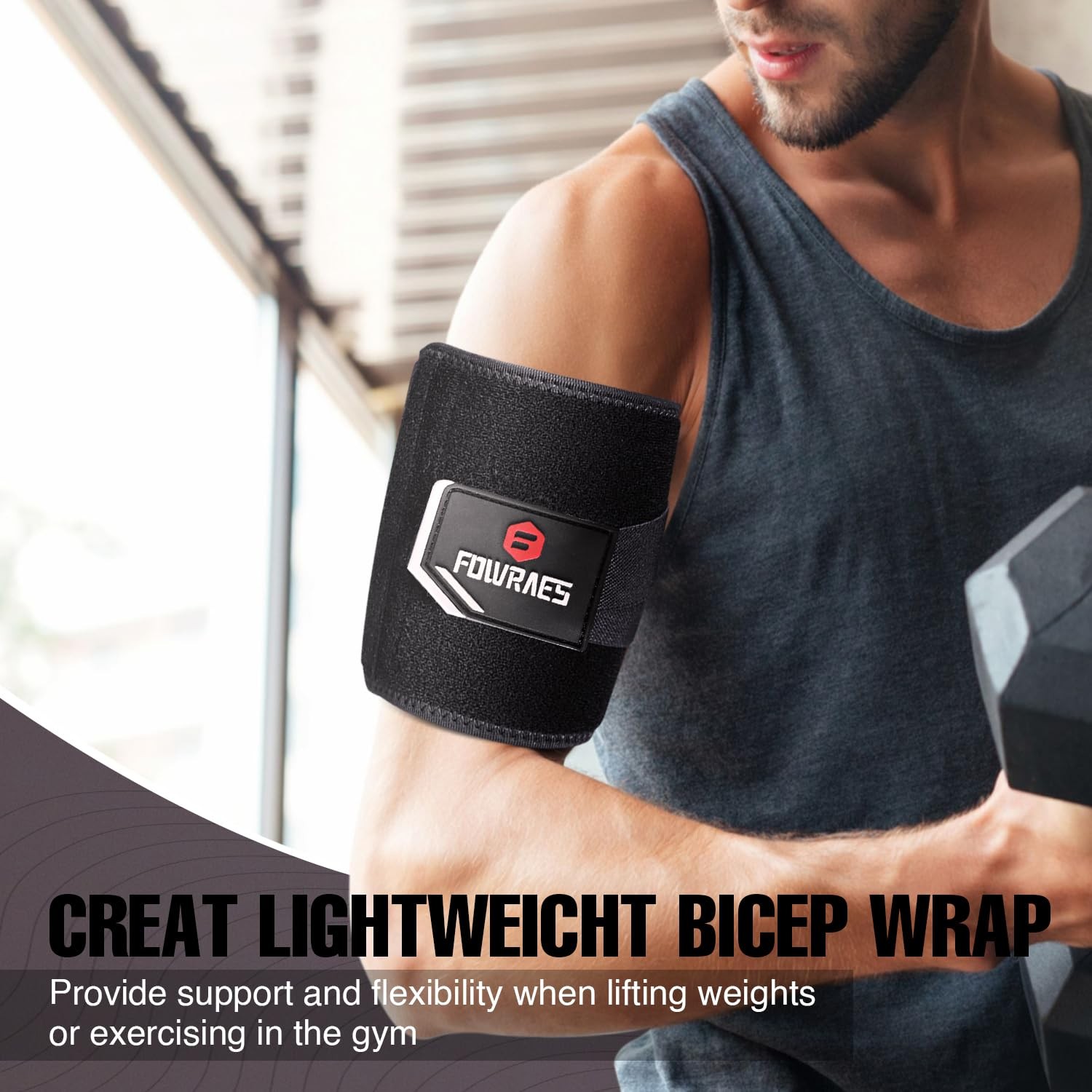 Bicep Tendonitis Brace Tricep Upper Arm for Men and Women Large, Black