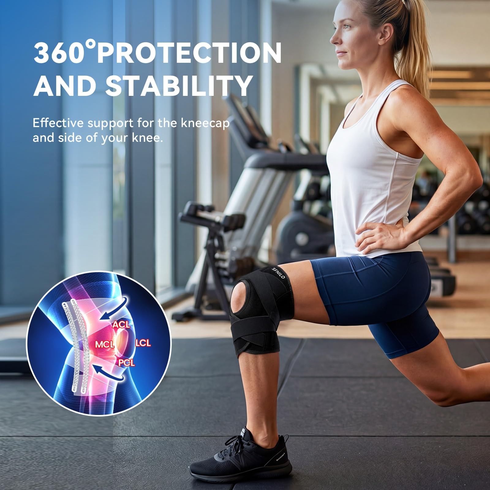 SFNILO Knee Brace for Women &Men,Knee Brace for Meniscus Tear,Black,Medium