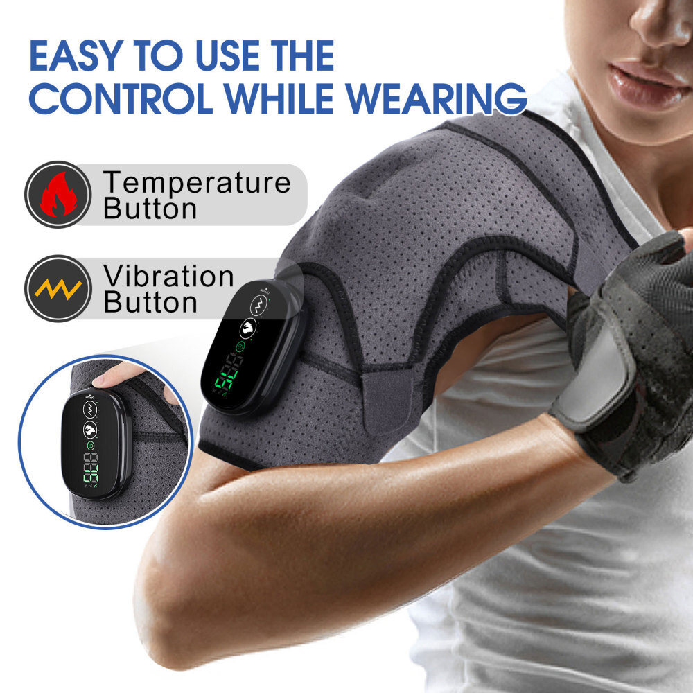 Heated Shoulder Brace Massage Rotator Cuff Support Compression Wrap Rechargeable