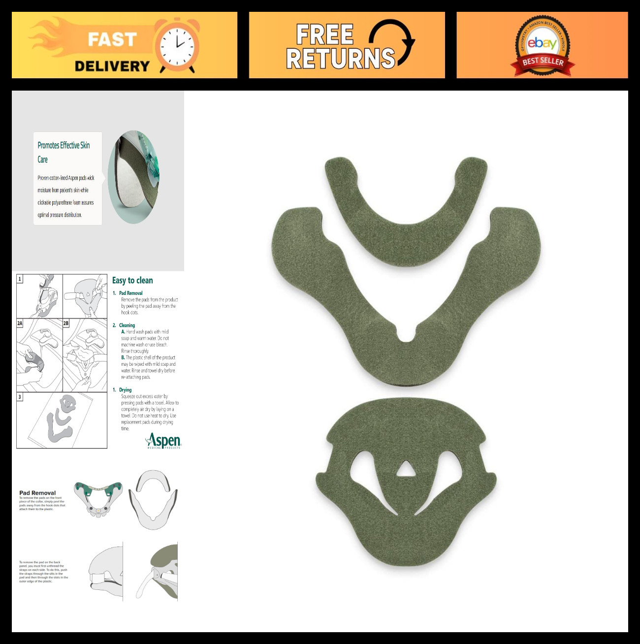 Cervical Collar Replacement Pads – Moisture-Wicking, Optimal Pressure Relief, 98