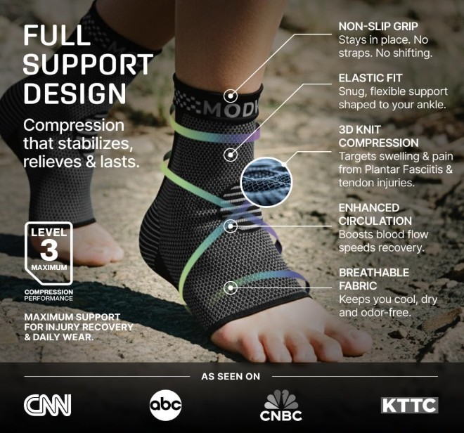 Ankle Sleeve Compression Sock Plantar Fasciitis Heel Spur Pain Relief Sz LARGE