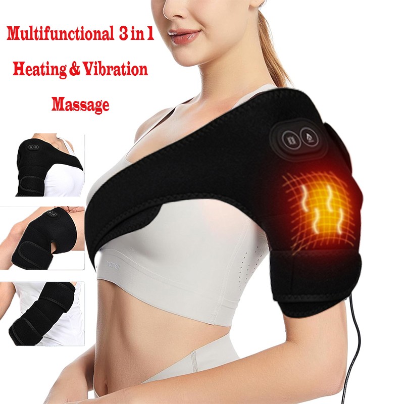 USB Plug Electric Heated Shoulder Massager Joint Support Vibration Relief Pain