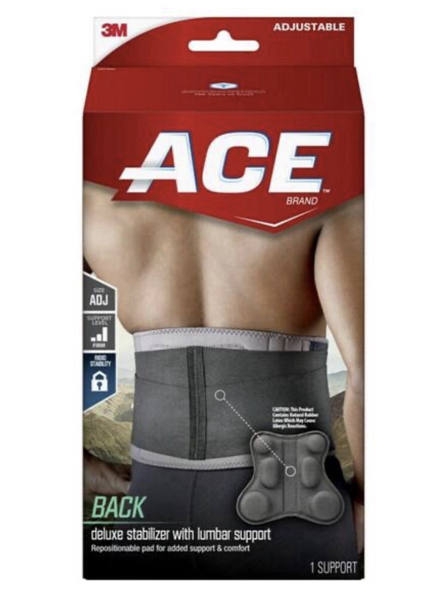 ACE Back Deluxe Stabilizer With Lumbar Support (Gray) One Size Adjustable