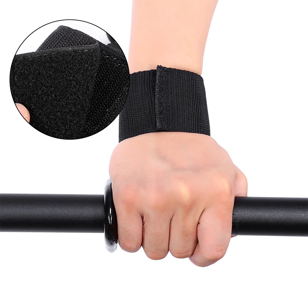 Black Weight Lifting Training Wrist Support Bandage Strap Hook Gym Hook Grip NEW