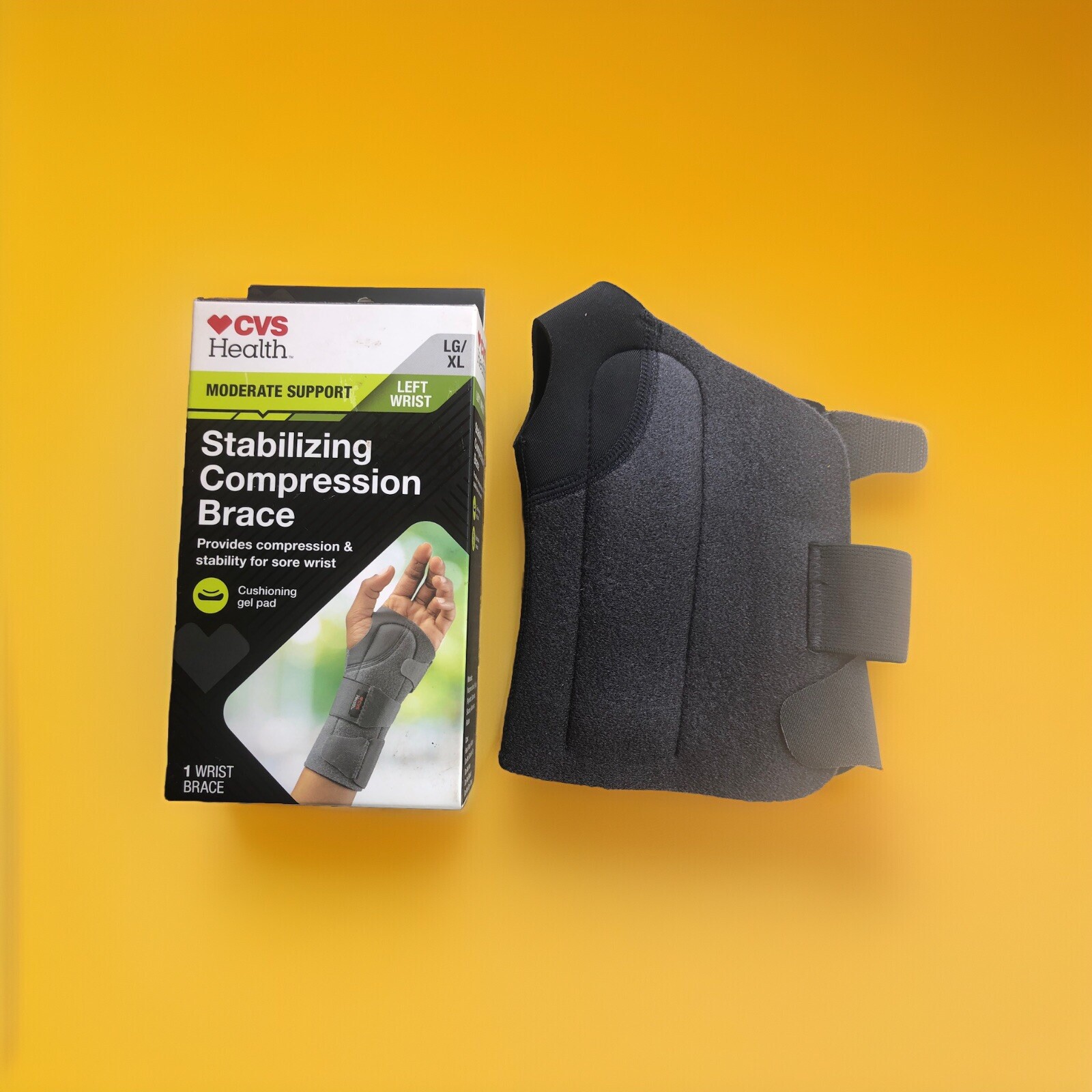 CVS HEALTH MODERATE SUPPORT LEFT WRIST STABILIZING COMPRESSION BRACE LG /X L