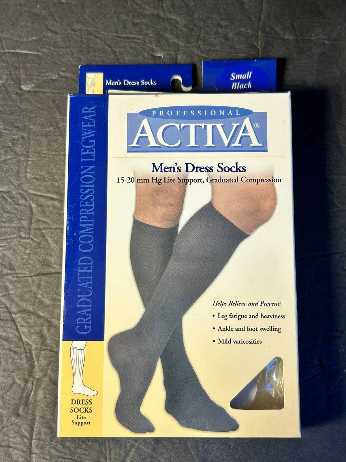 ACTIVA DRESS SOCKS Men 15-20mmHG Graduated Compression, Lite Support Small Black