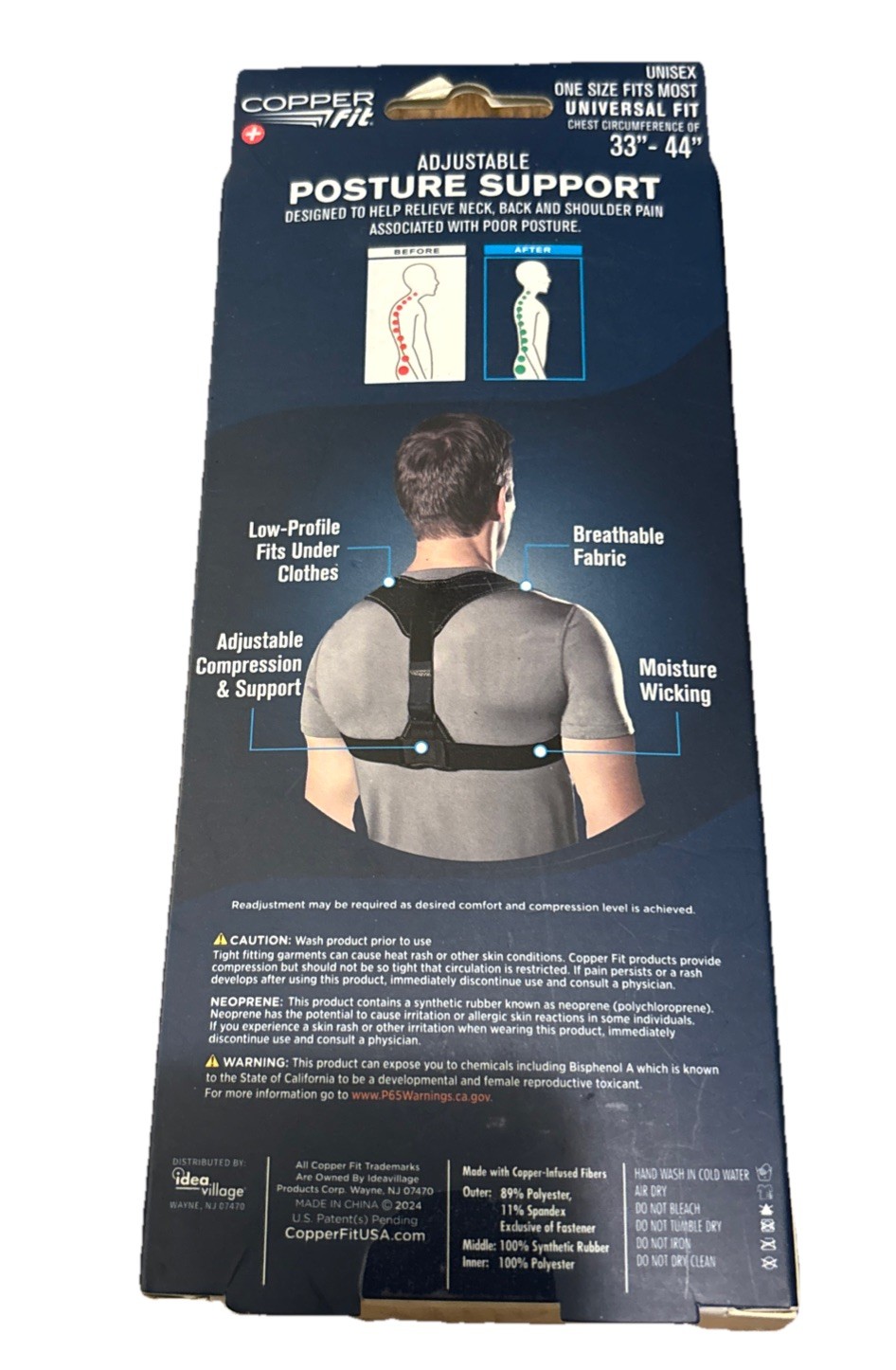 Copper Fit Adjustable Posture Support 33″- 44″ One Size Fits Most