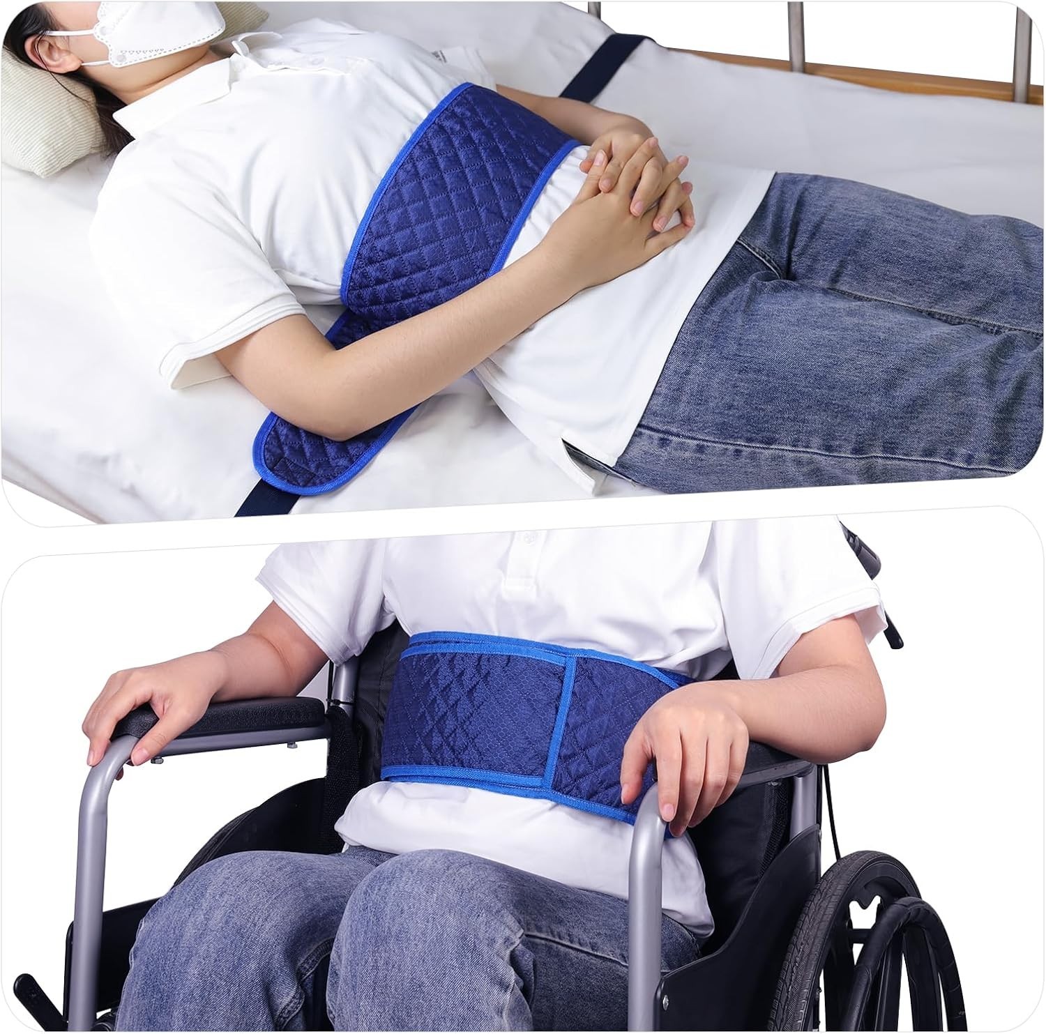 Headrest restraints, adjustable wheelchair safety belt