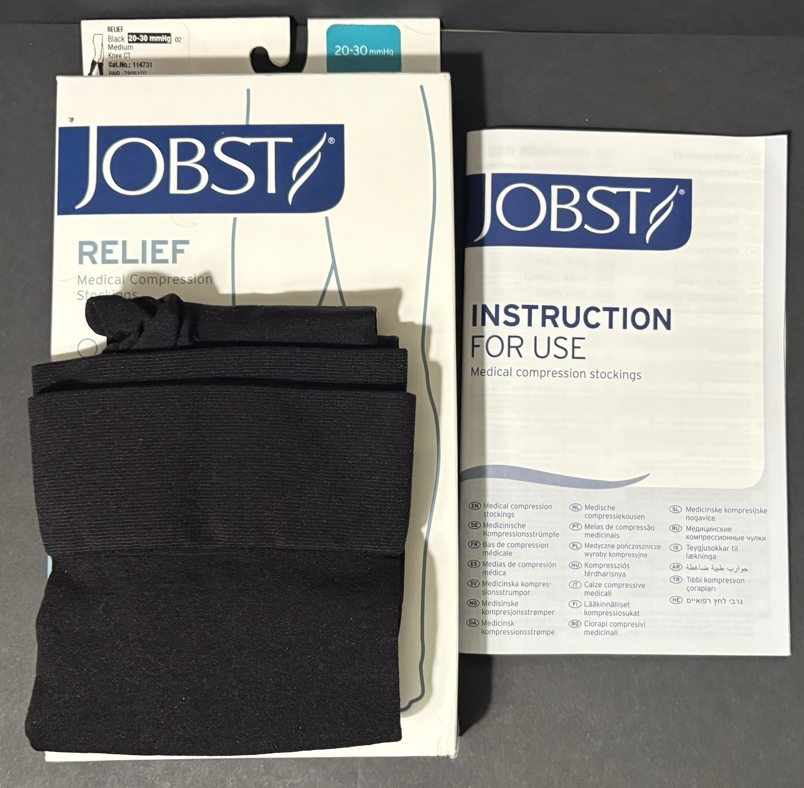 JOBST Relief Compresion Knee High Closed Toe 20-30mmHg Black Medium Cat: 114731